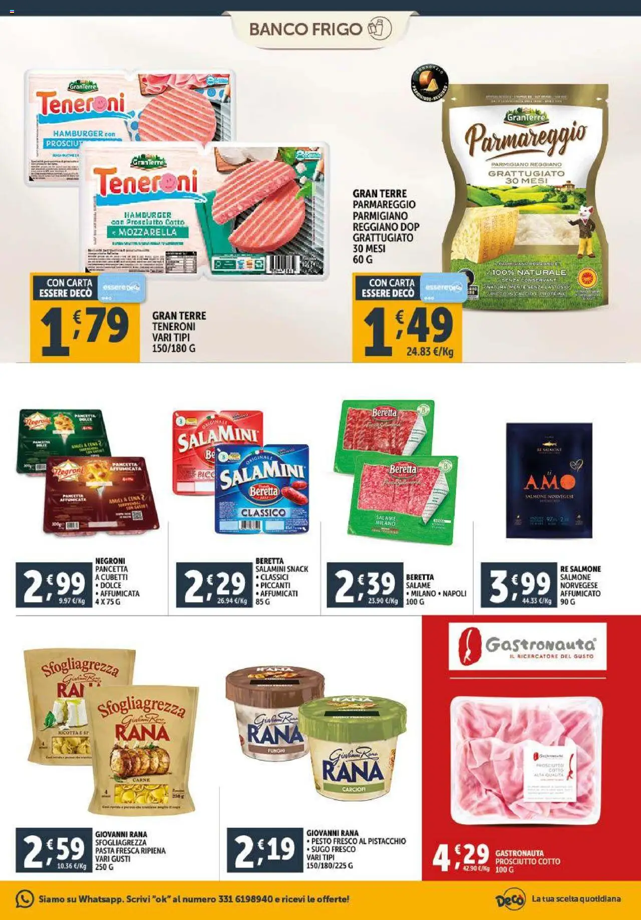 Volantino Decò del 16.10.2025 | Pagina: 9 | Prodotti: Salame, Pancetta, Pesto, Parmigiano