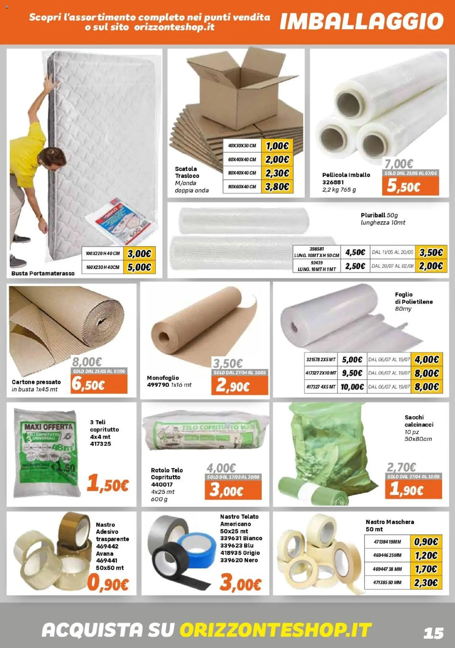 Volantino Orizzonte del 15.04.2026 | Pagina: 15 | Prodotti: Maschera, Pellicola, Scatola