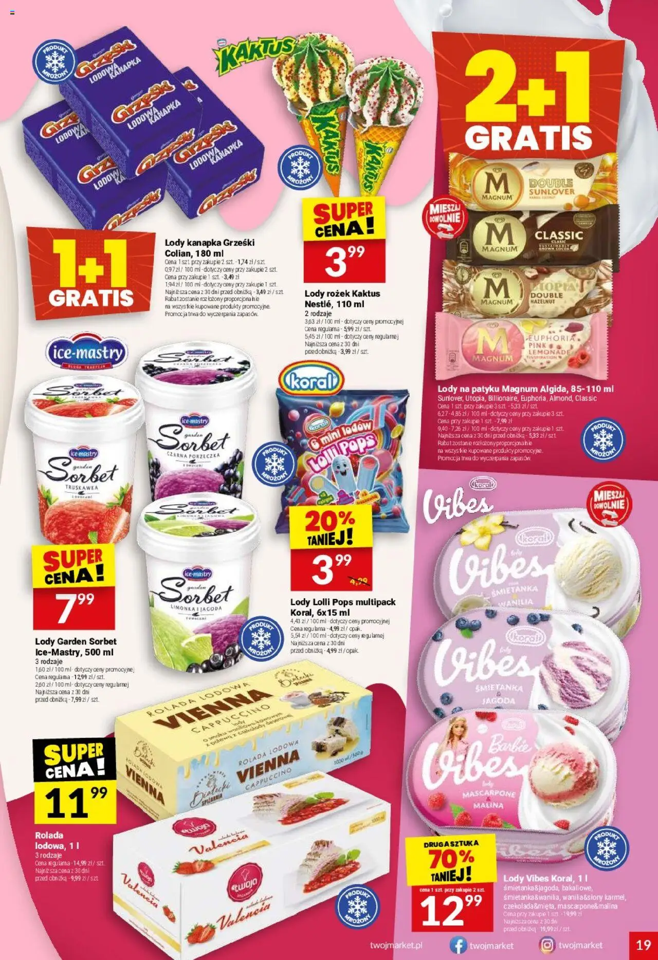 Twój Market Gazetka od 13.08.2025 | Strona: 19 | Produkty: Barbie, Porzeczka, Róż, Lody
