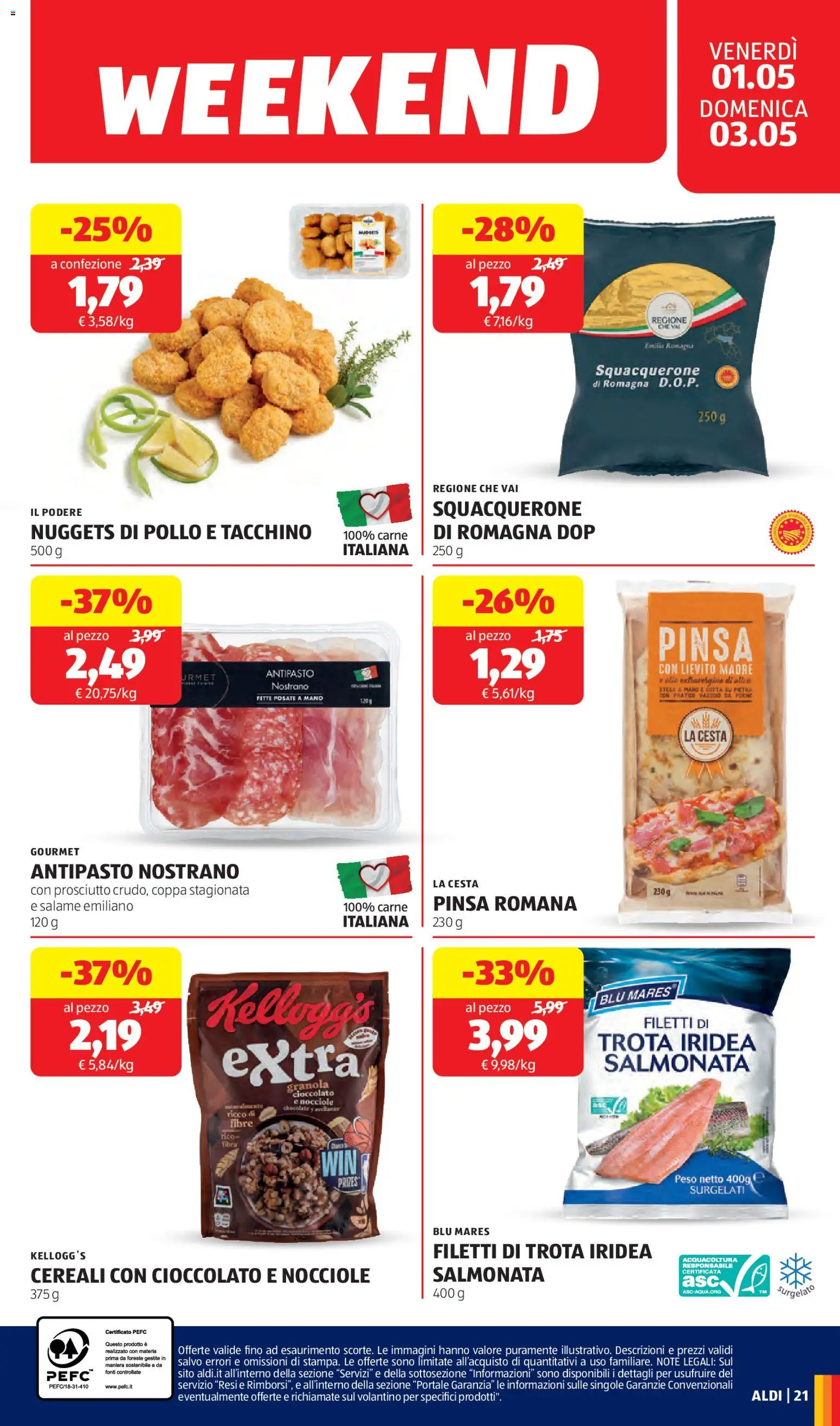 Volantino Aldi del 27.04.2026 | Pagina: 21 | Prodotti: Posate, Salame, Nuggets, Tacchino