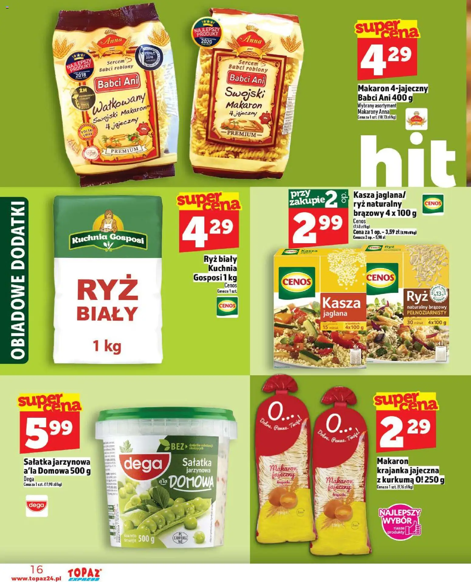 Topaz Gazetka - Express od 06.11.2025 | Strona: 16 | Produkty: Kurkuma, Ryż, Makarony, Sałatka