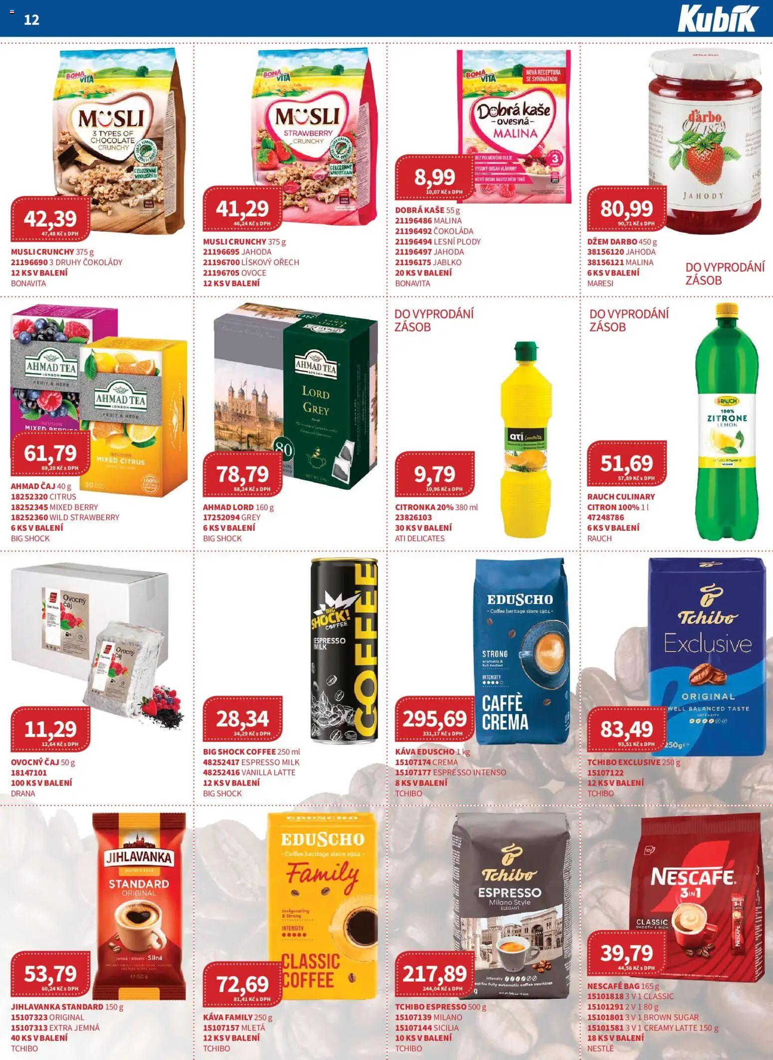 Kubík leták - Velkoobchod 01/2026 od 07.01.2026 | Strana: 12 | Produkty: Čokoláda, Tchibo, Kaše, Müsli