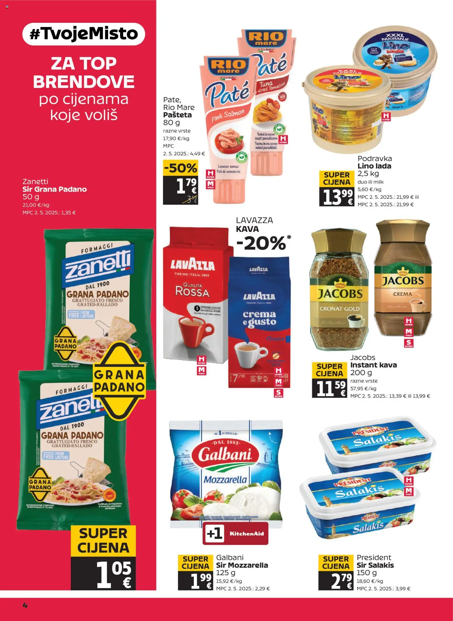 Tommy katalog | vrijedi od 06.11.2025 | Stranica: 4 | Proizvodi: Mozzarella, Kava, Jacobs, Tuna