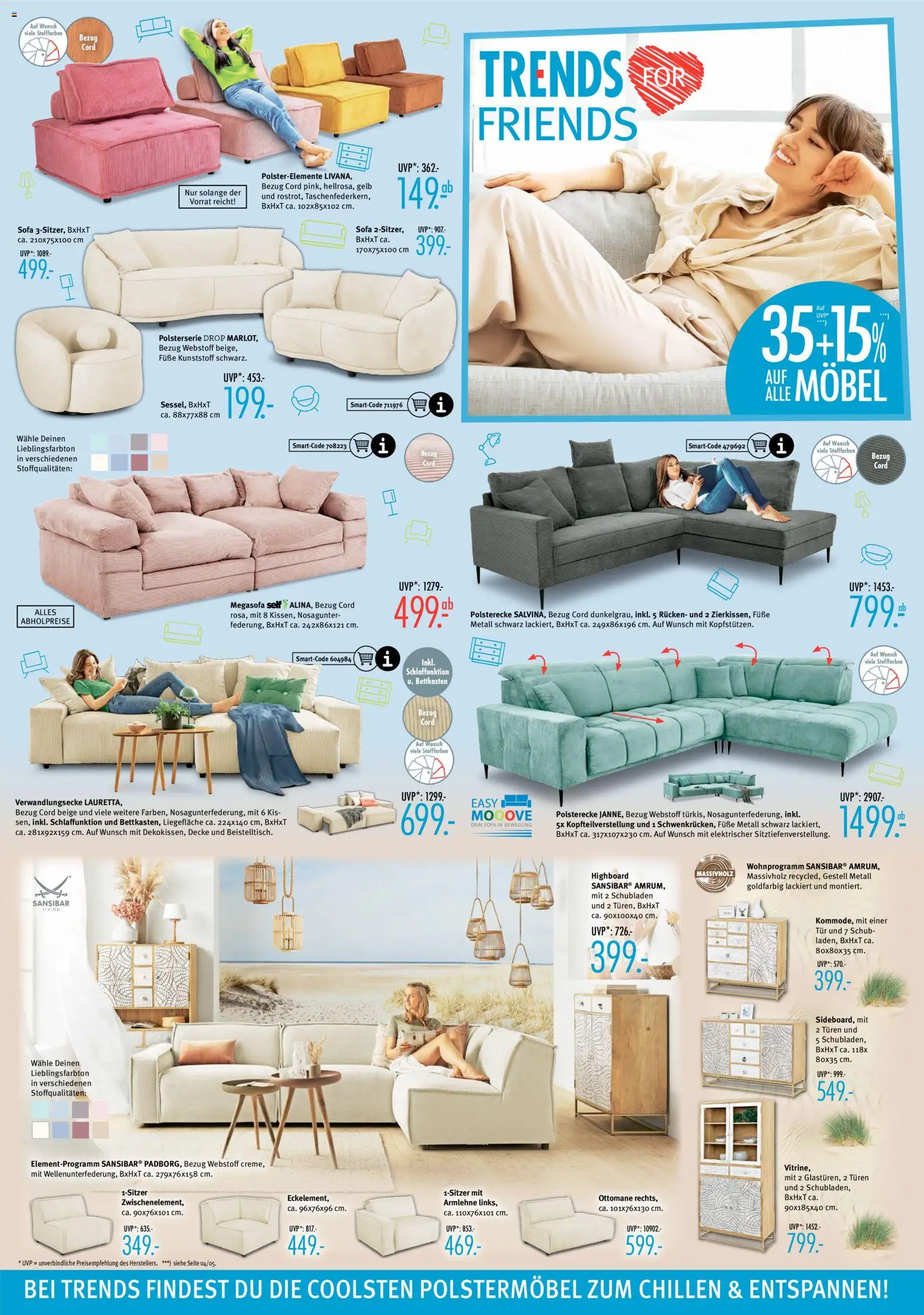 Trends Prospekt 	 – gültig ab 21.03.2026 | Seite: 2 | Produkte: HIghboard, Decke, Sofa, Tür