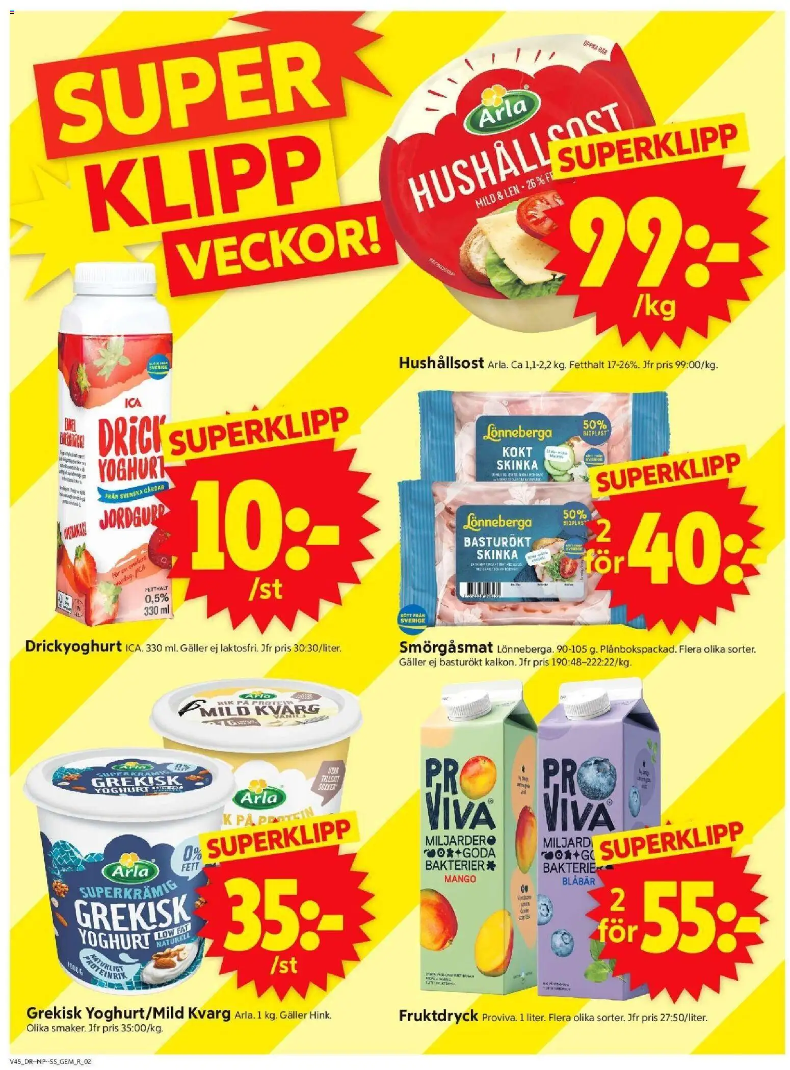 ICA Supermarket reklamblad aktuell från 03.11.2025 | Sida: 2 | Produkter: Yoghurt, Skinka, Blåbär, Kvarg