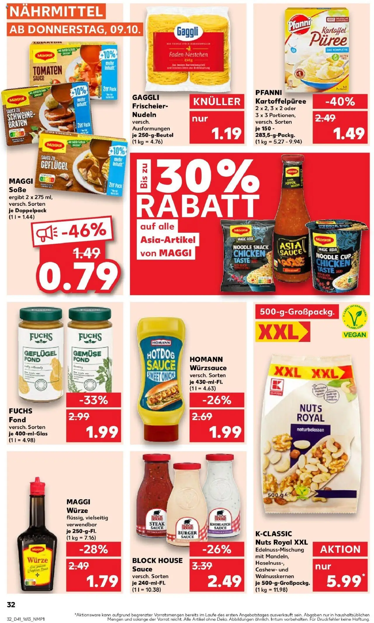 Kaufland prospekt Lübbecke	 – gültig ab 09.10.2025 | Seite: 32 | Produkte: Burger, Pasta, Nudeln, Maus