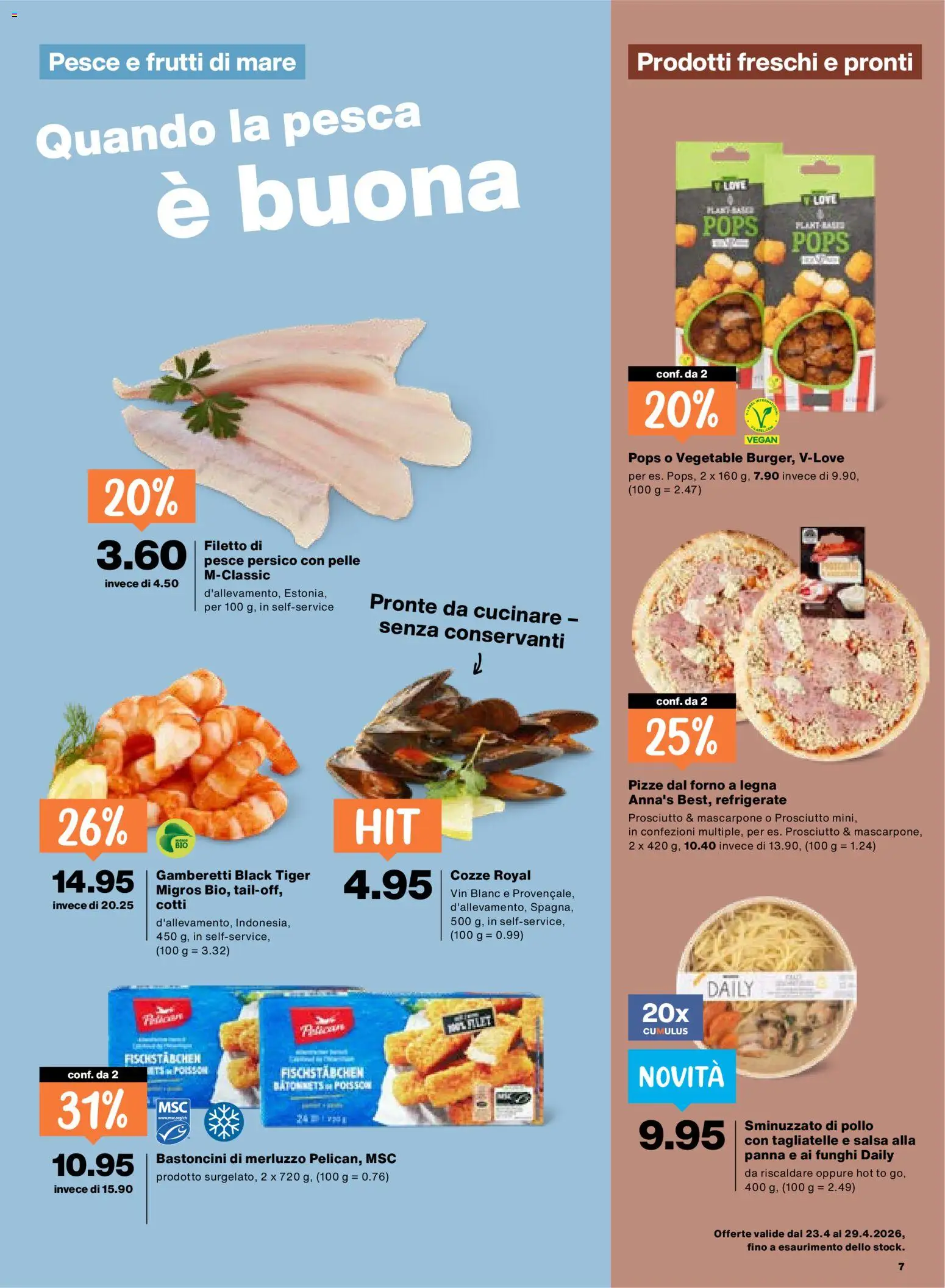 Migros aktionen IT – gültig ab 23.04.2026 | Seite: 7 | Produkte: Mascarpone, Burger, Pizza