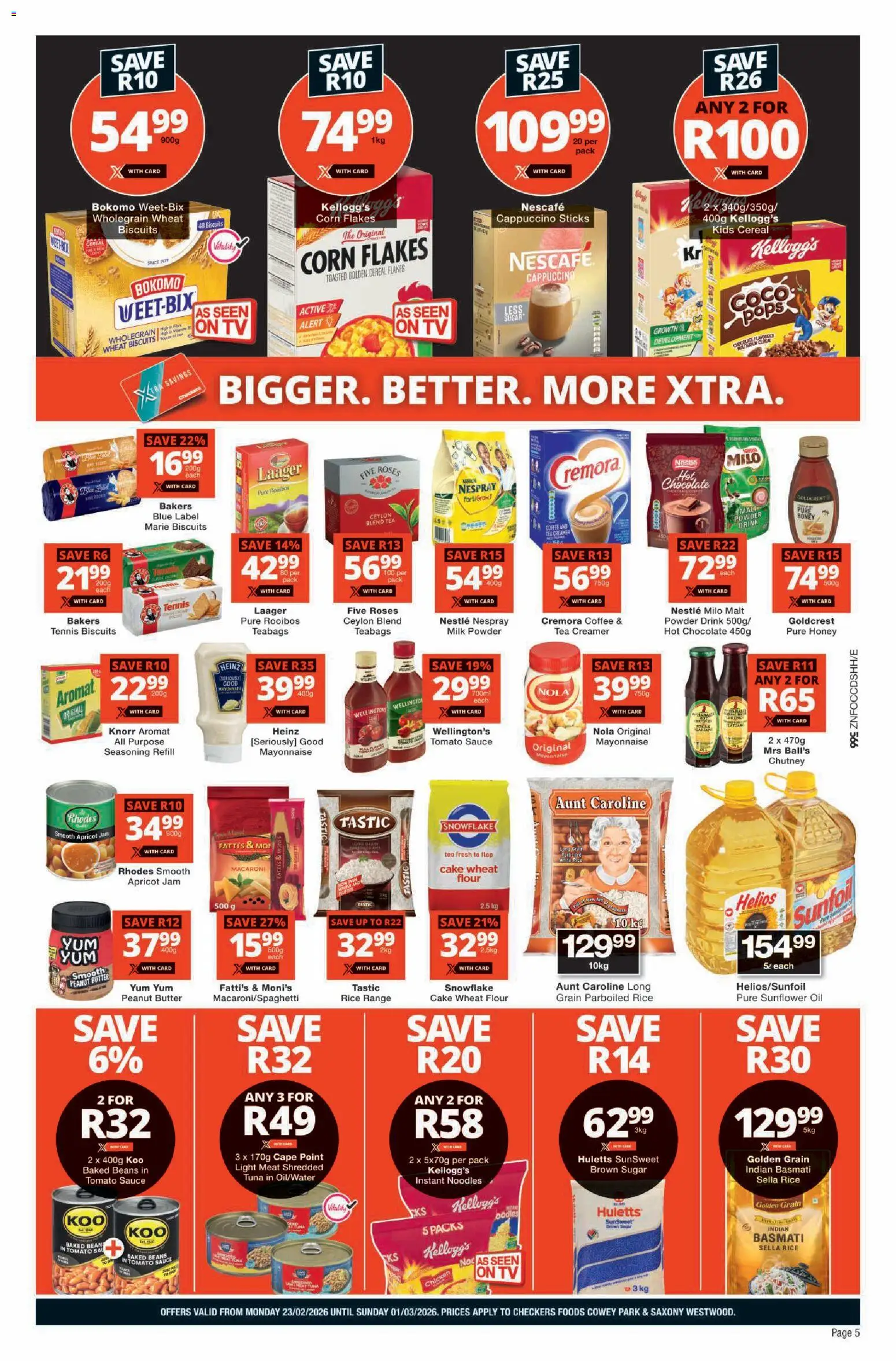 New Checkers catalogue – valid from 23.02.2026 | Page: 5 | Products: Tuna, Light, Biscuits, Coffee