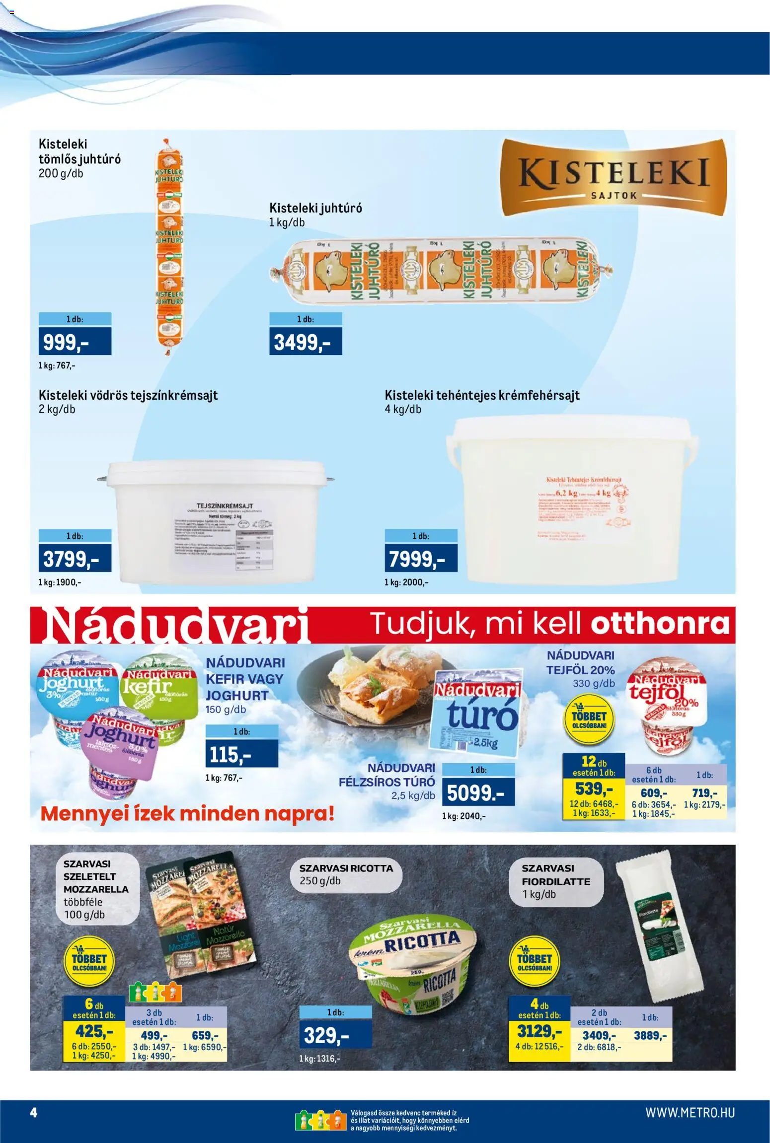 Metro akciós ujság - amely érvényes a következő dátumtól: 15.11.2025 | Oldal: 4 | Termékek: Kefir, Tejföl, Juhtúró, Túró