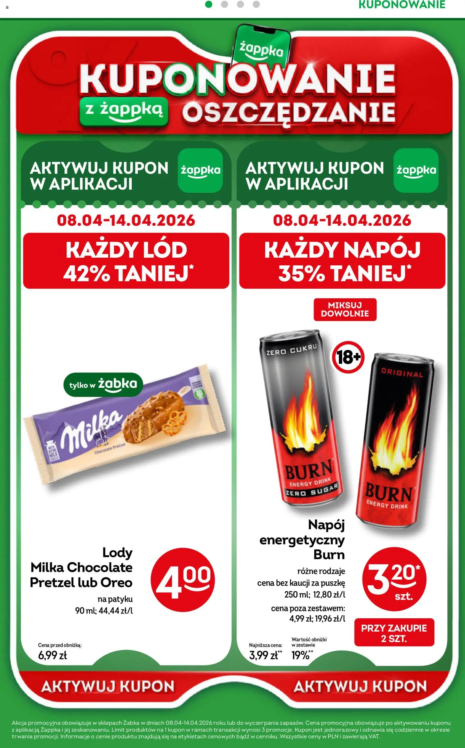 Żabka gazetka od 08.04.2026 | Strona: 32 | Produkty: Milka, Lody