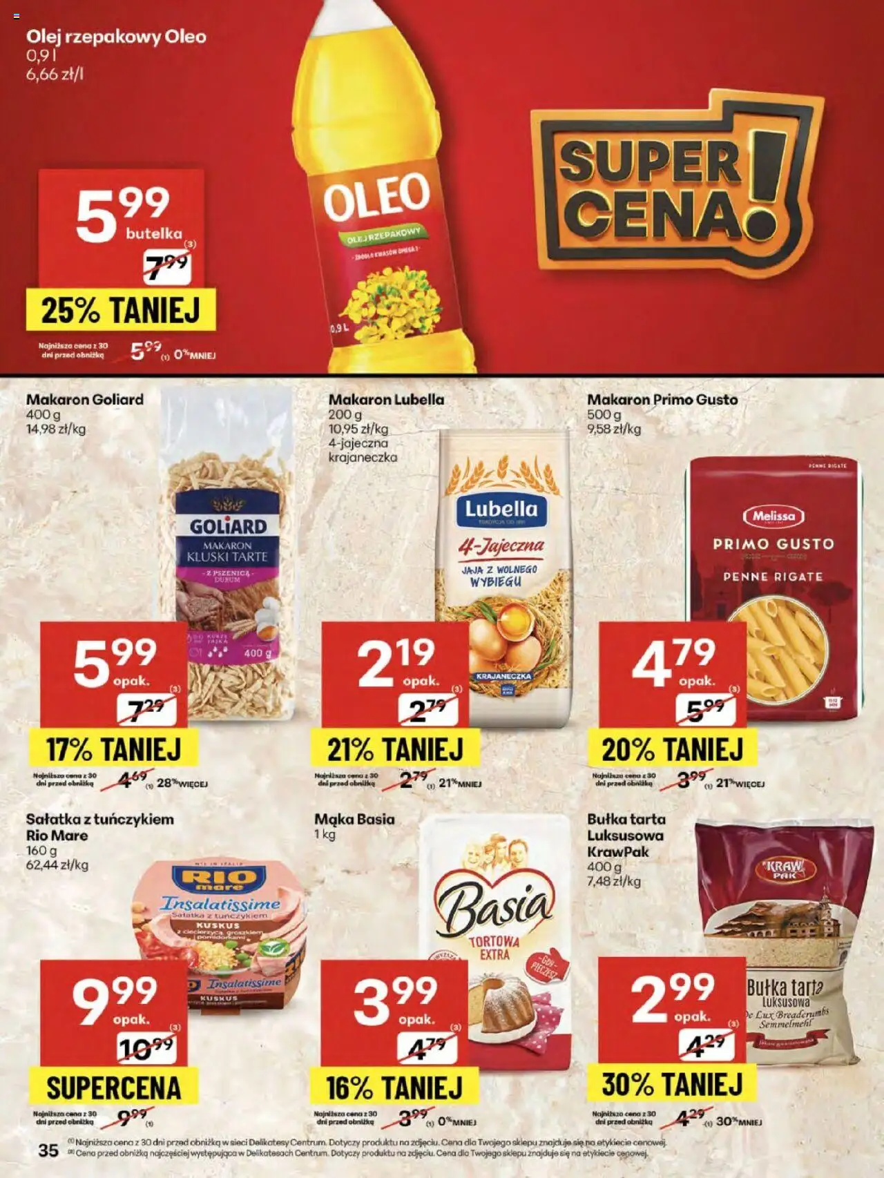 Delikatesy Centrum Gazetka - Sklepy Własne od 14.08.2025 | Strona: 35 | Produkty: Olej rzepakowy, Mąka basia, Sałatka, Jaja