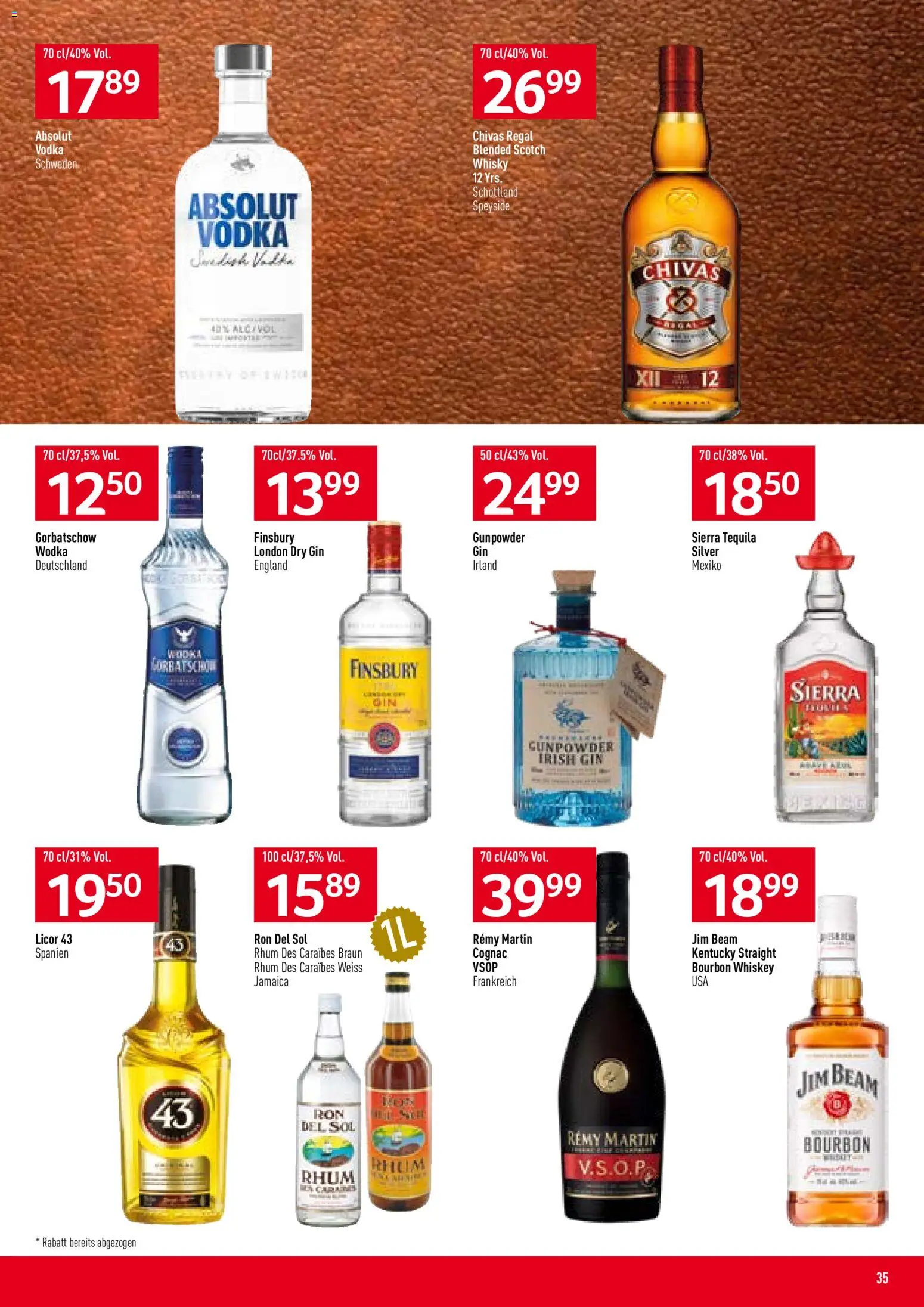 Prodega aktionen – gültig ab 30.03.2026 | Seite: 35 | Produkte: Regal, Bourbon, Gin, Whiskey