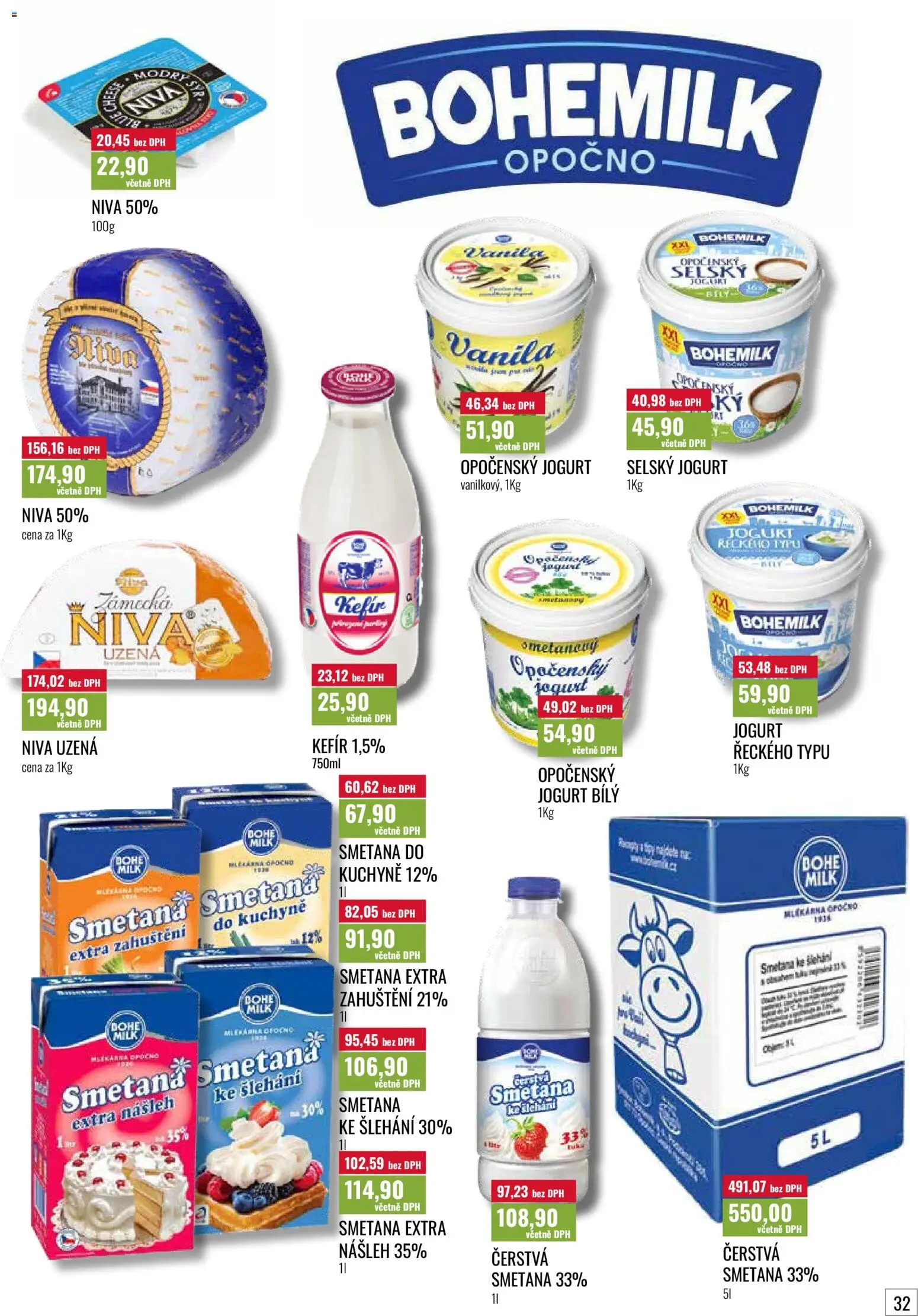 Ratio leták od 01.04.2026 | Strana: 33 | Produkty: Kefír, Opočenský jogurt, Smetana ke šlehání, Kuchyně