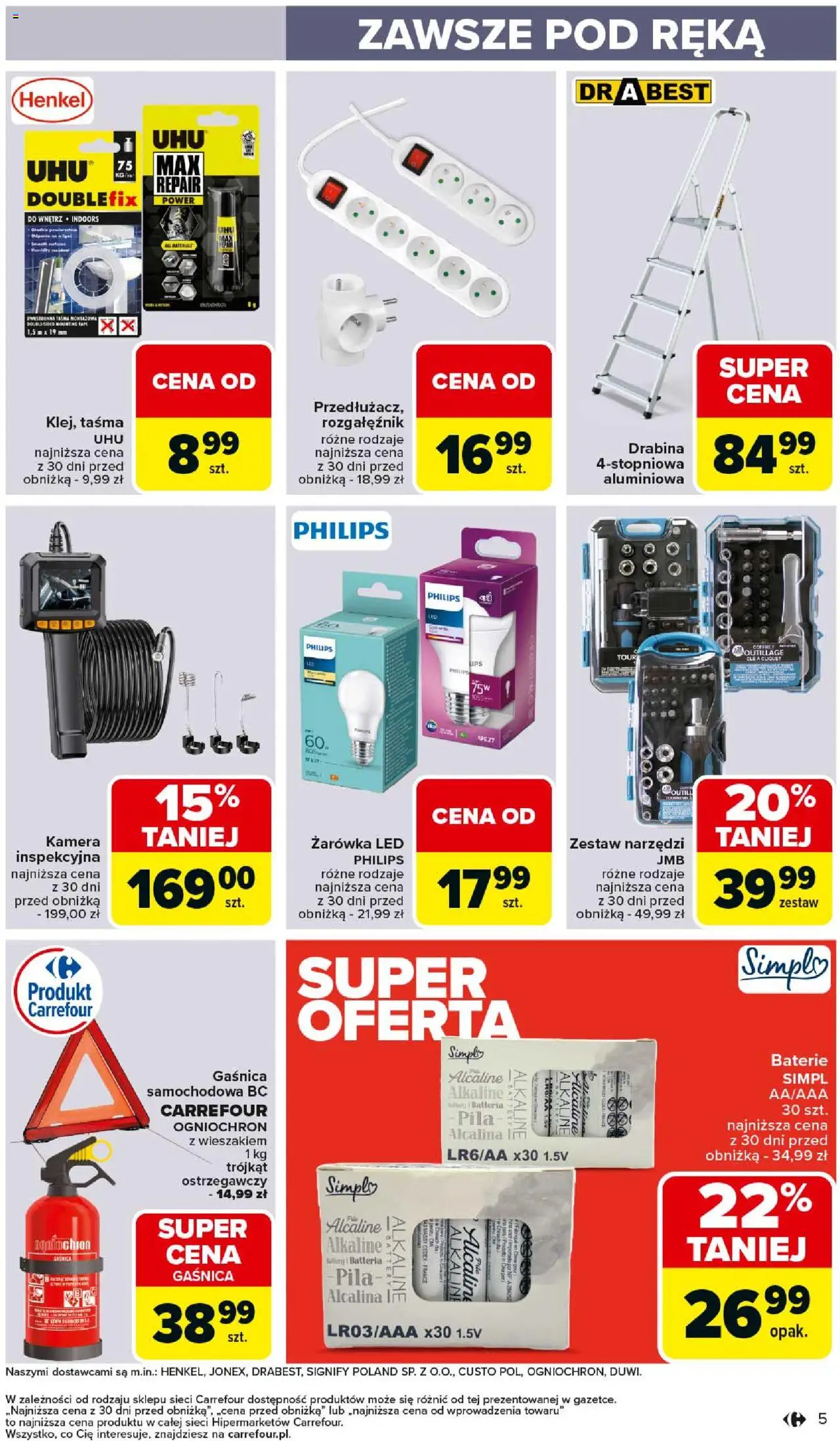 Carrefour Gazetka - Łap okazje od 11.09.2025 | Strona: 5 | Produkty: Drabina, Baterie, Zestaw narzędzi, Por