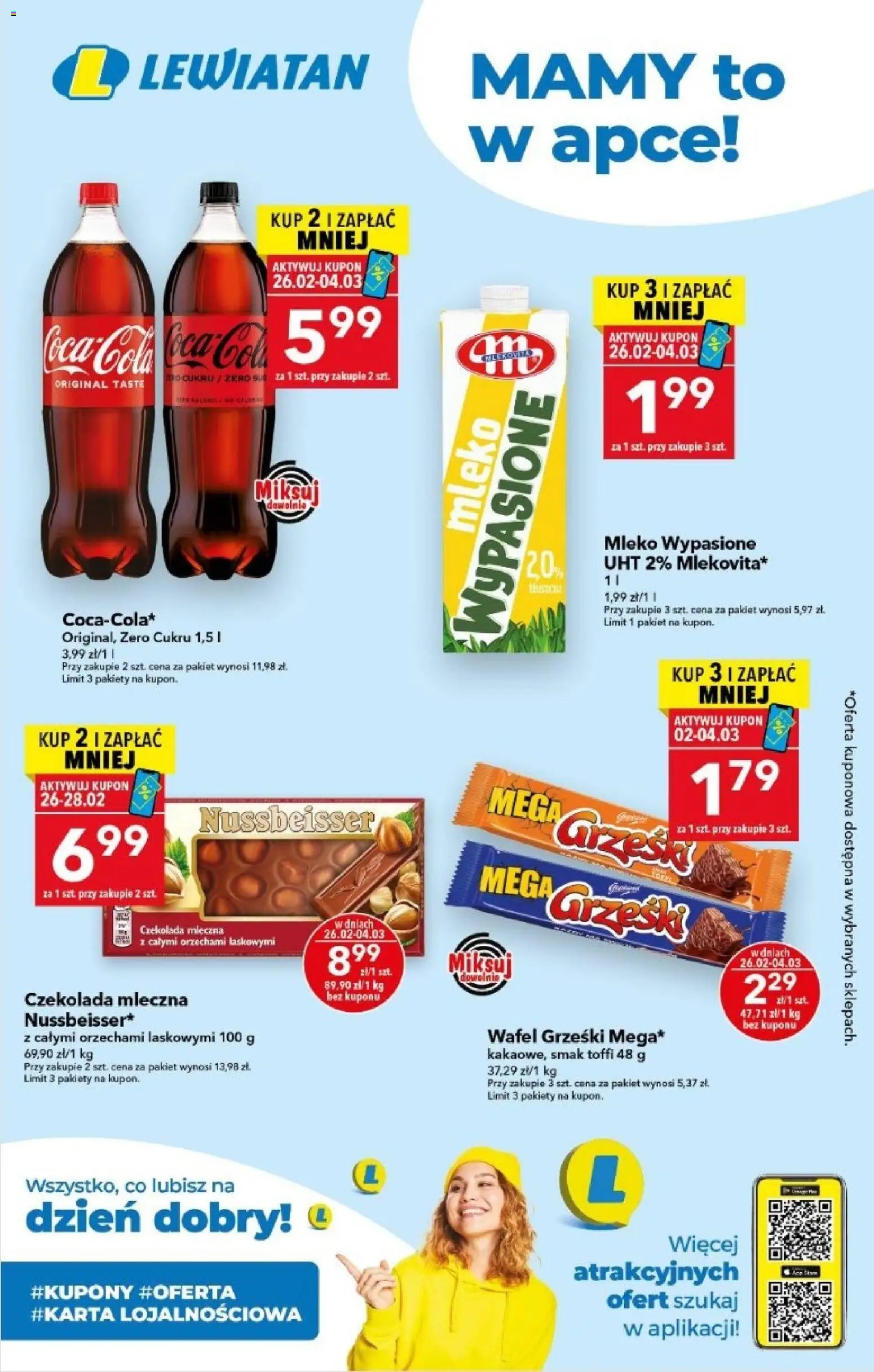 Lewiatan gazetka - Mamy to w apce od 26.02.2026 | Strona: 1 | Produkty: Mleko wypasione, Czekolada mleczna, Mleko, Czekolada