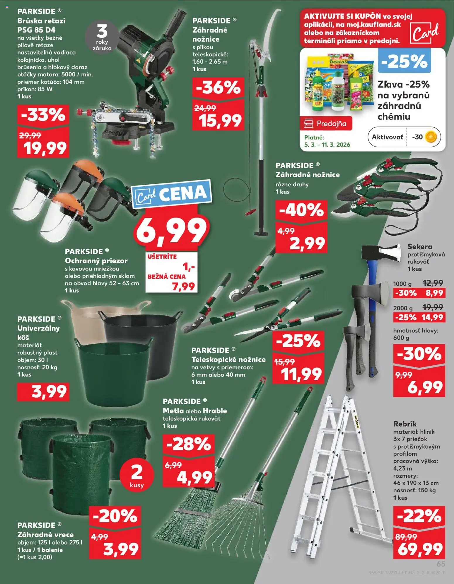 Nové Kaufland akcie – leták je platný od 05.03.2026 | Strana: 65 | Produkty: Parkside, Rebrík