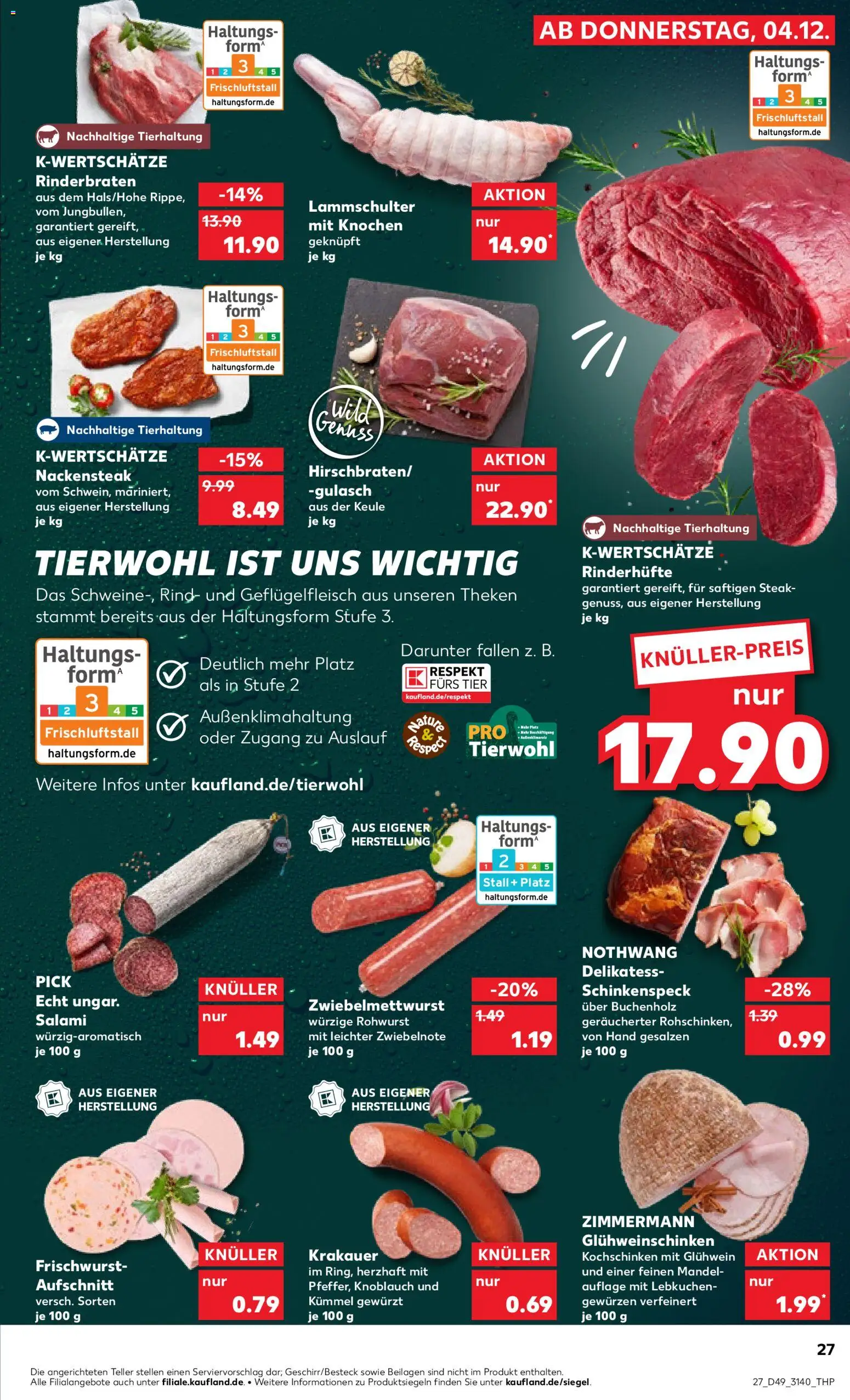 Kaufland prospekt Leipzig	 – gültig ab 04.12.2025 | Seite: 27 | Produkte: Rinderbraten, Knoblauch, Salami, Steak
