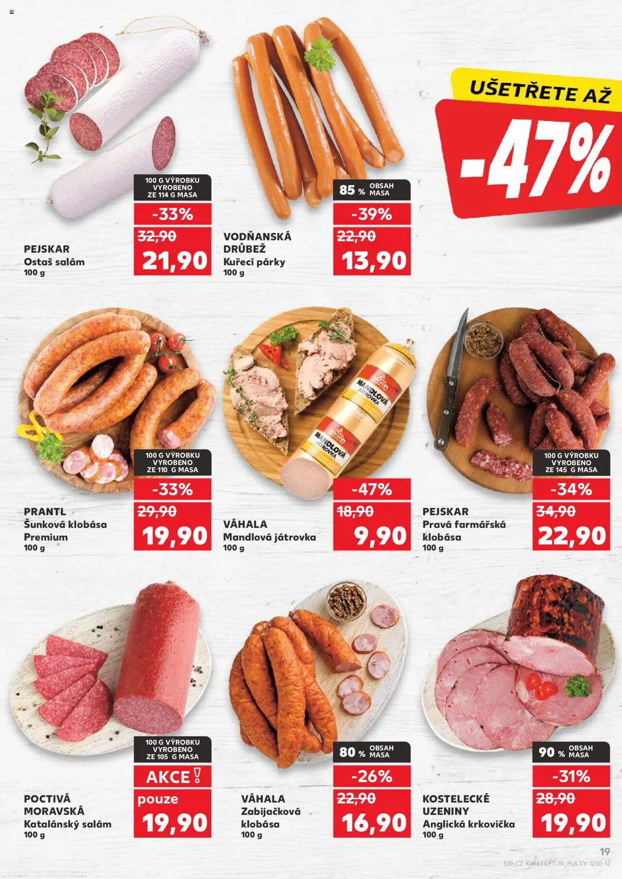 Kaufland leták - Praha 4 od 08.10.2025 | Strana: 19 | Produkty: Salám, Párky, Klobása, Uzeniny