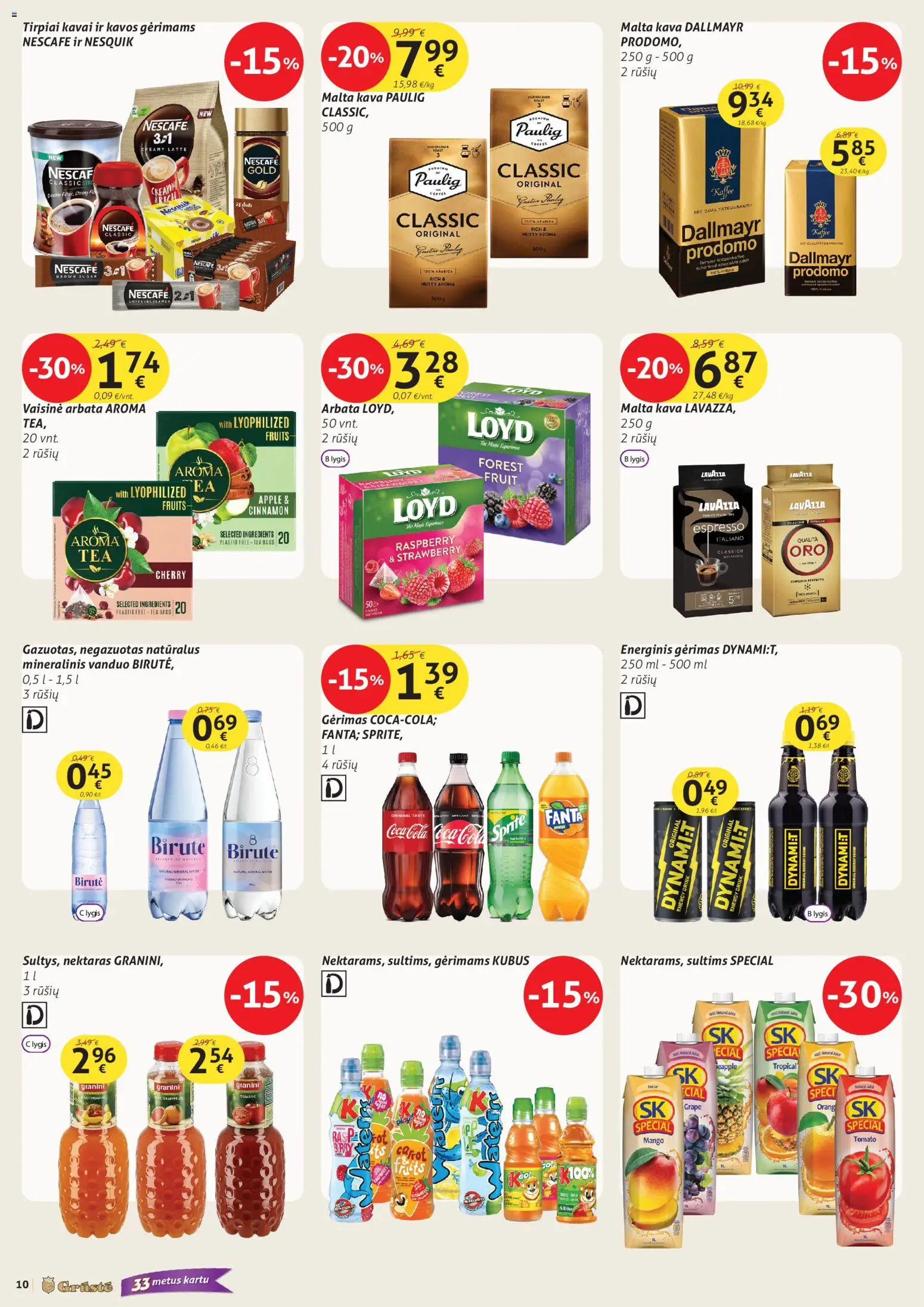 GRUSTE akcijos nuo 02.11.2025 | Puslapis: 10 | Prekių: Energinis gėrimas, Kava, Arbata, Mineralinis vanduo