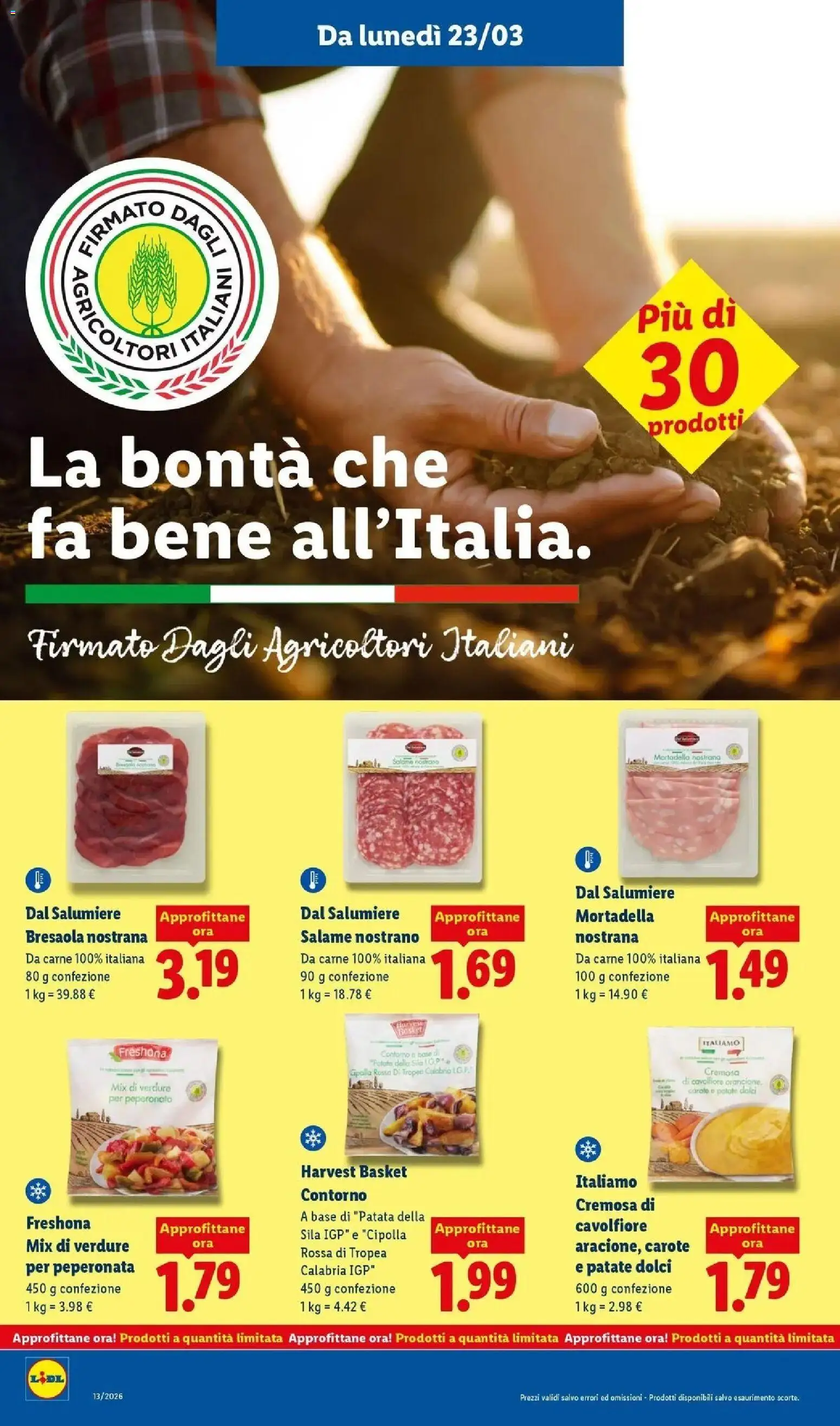 Volantino Lidl del 23.03.2026 | Pagina: 22 | Prodotti: Patate, Carote, Cavolfiore, Mortadella