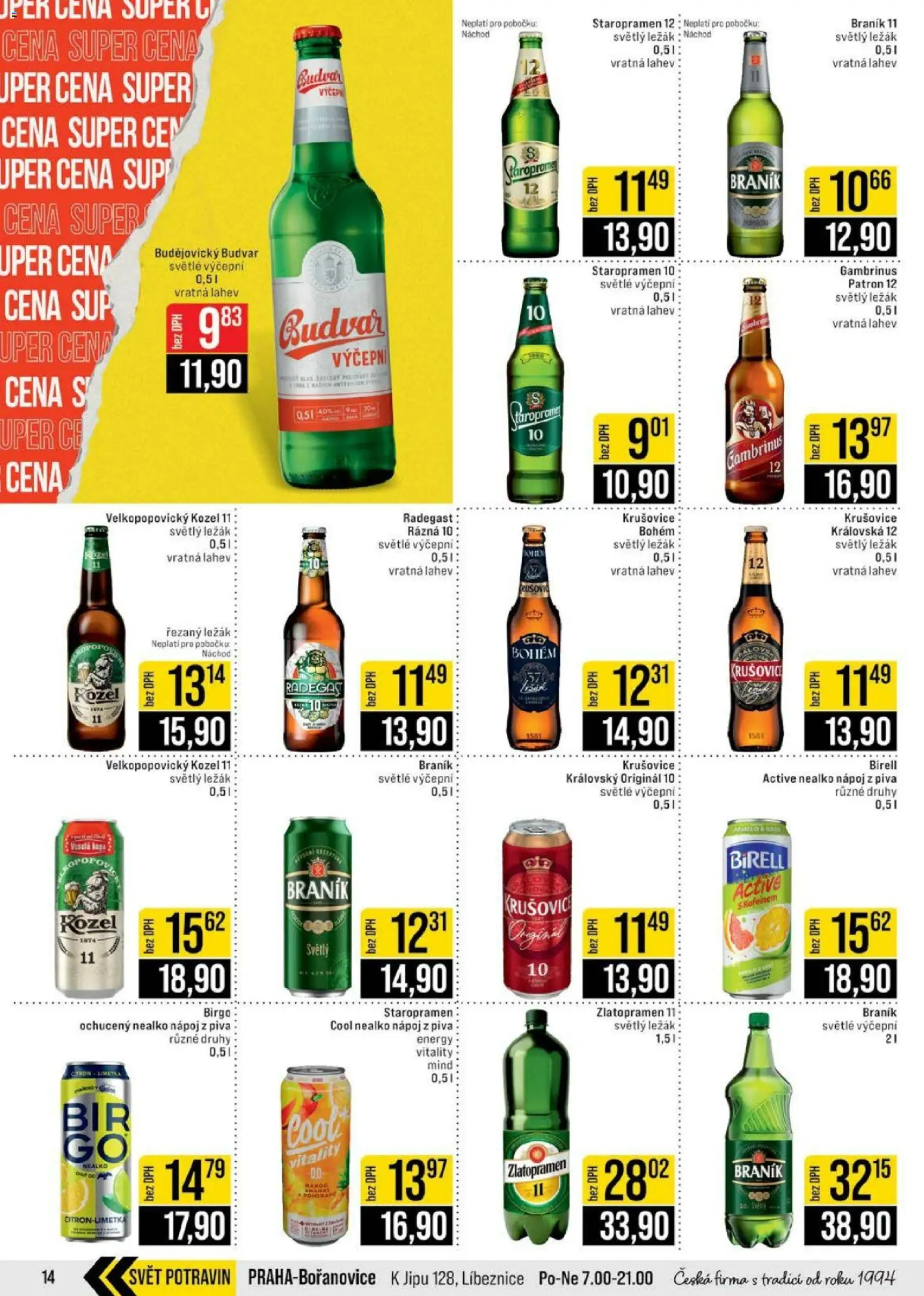 Jip leták - Cash & Carry od 28.01.2026 | Strana: 14 | Produkty: Zlatopramen, Krušovice Bohém, Staropramen 12, Kozel 11