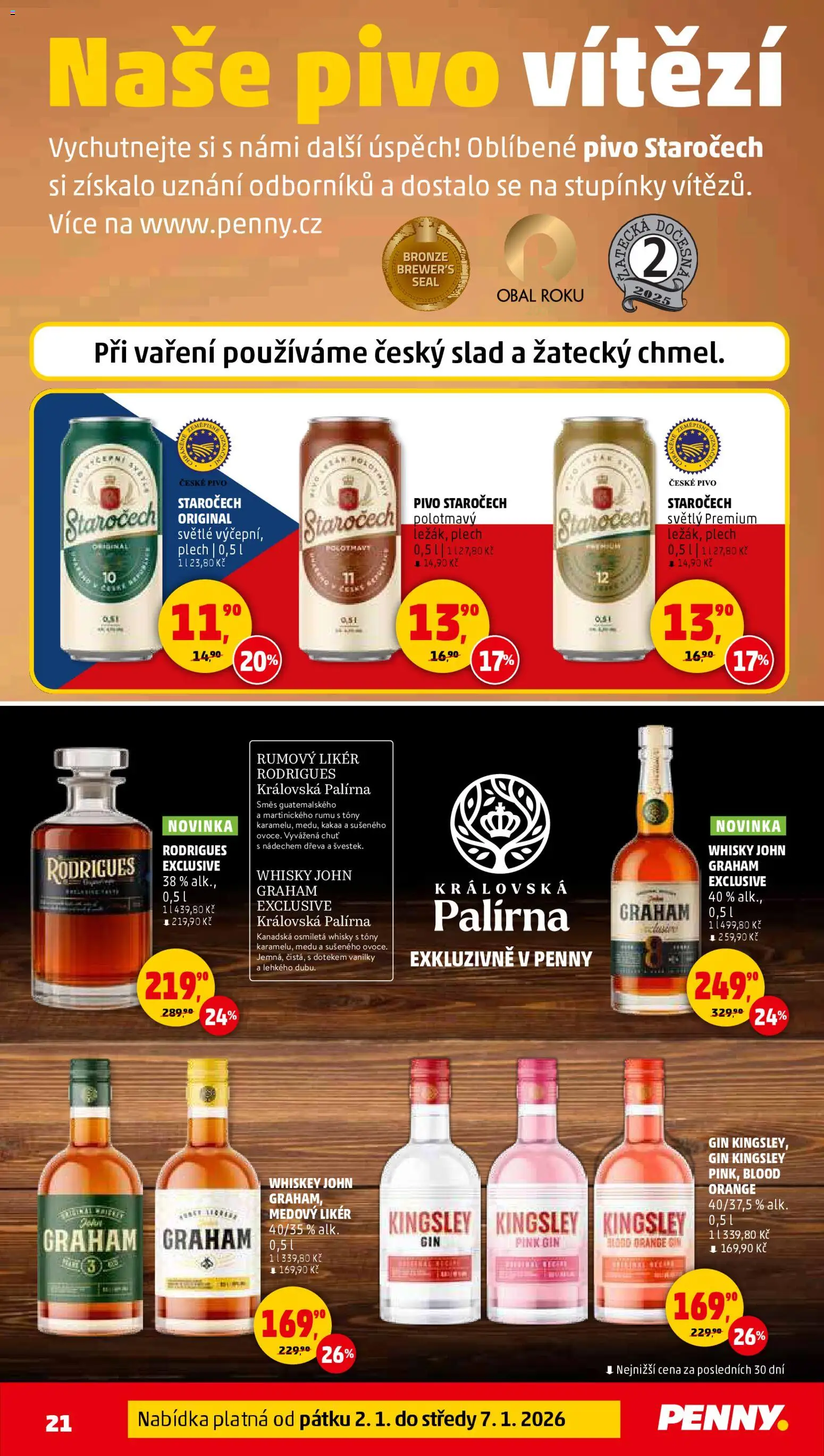 Penny Market leták - Čtvrtečník od 02.01.2026 | Strana: 21 | Produkty: Pivo, Gin, Whisky, Likér