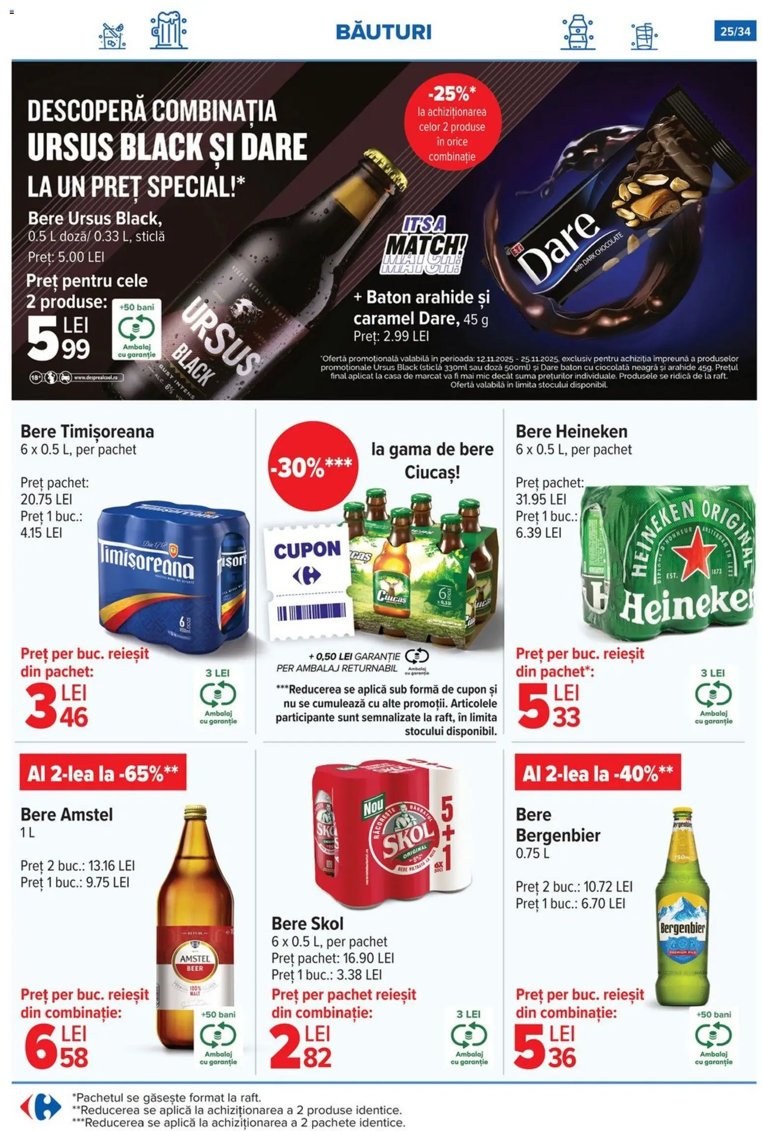 Noul catalog Carrefour – valabil de la 12.11.2025 | Pagină: 25 | Produse: Arahide, Ciocolată, Bere, Plastik Kulübe