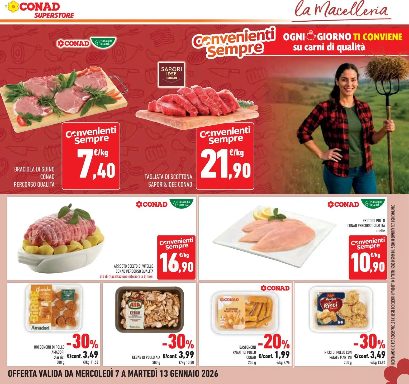 Volantino Conad del 07.01.2026 | Pagina: 9 | Prodotti: Petto di Pollo, Arrosto, Pollo, Vitello