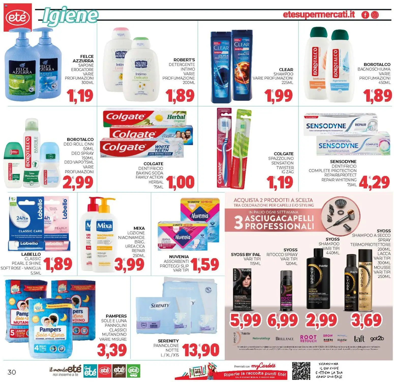 Volantino Eté del 02.12.2025 | Pagina: 30 | Prodotti: Lacca, Detergente, Slip, Pampers