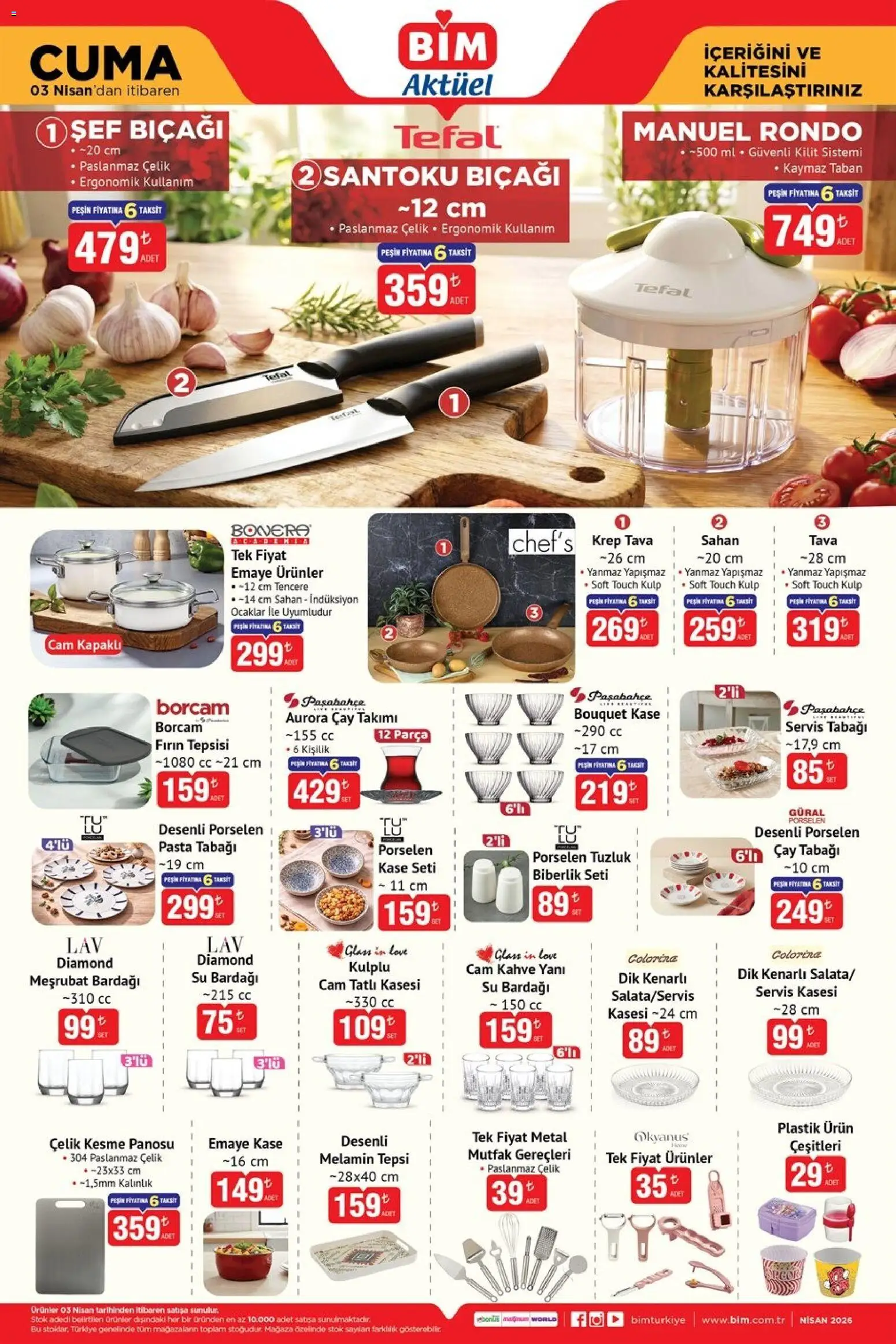 BİM - Katalog Cuma - 03.04.2026 tarihinden itibaren geçerlidir | Sayfa: 7 | Ürünler: Çay, Su, Tepsi, Su bardağı