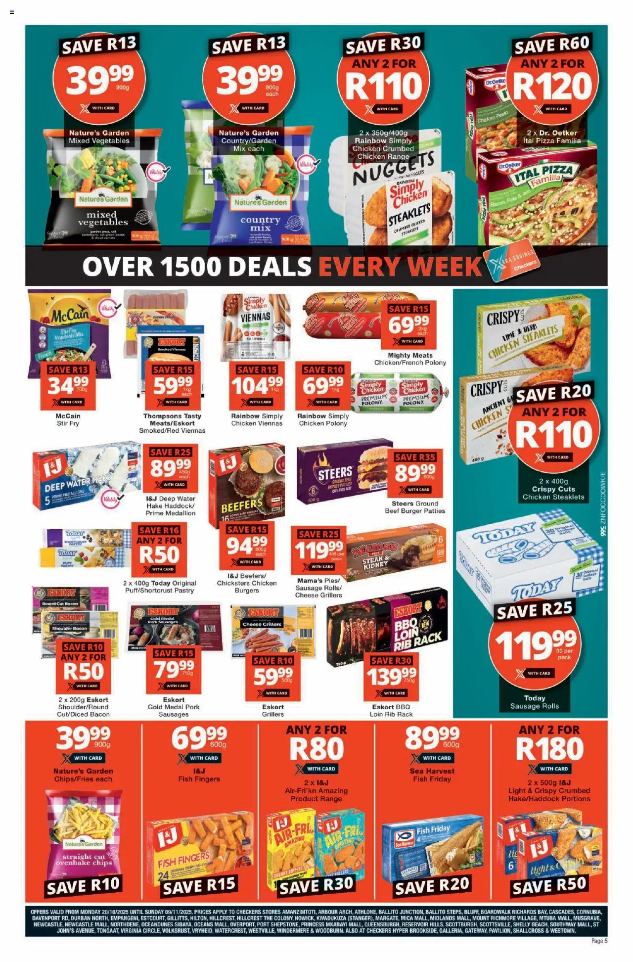New Checkers catalogue – valid from 20.10.2025 | Page: 5 | Products: Chicken, Pork, Beef, Burgers