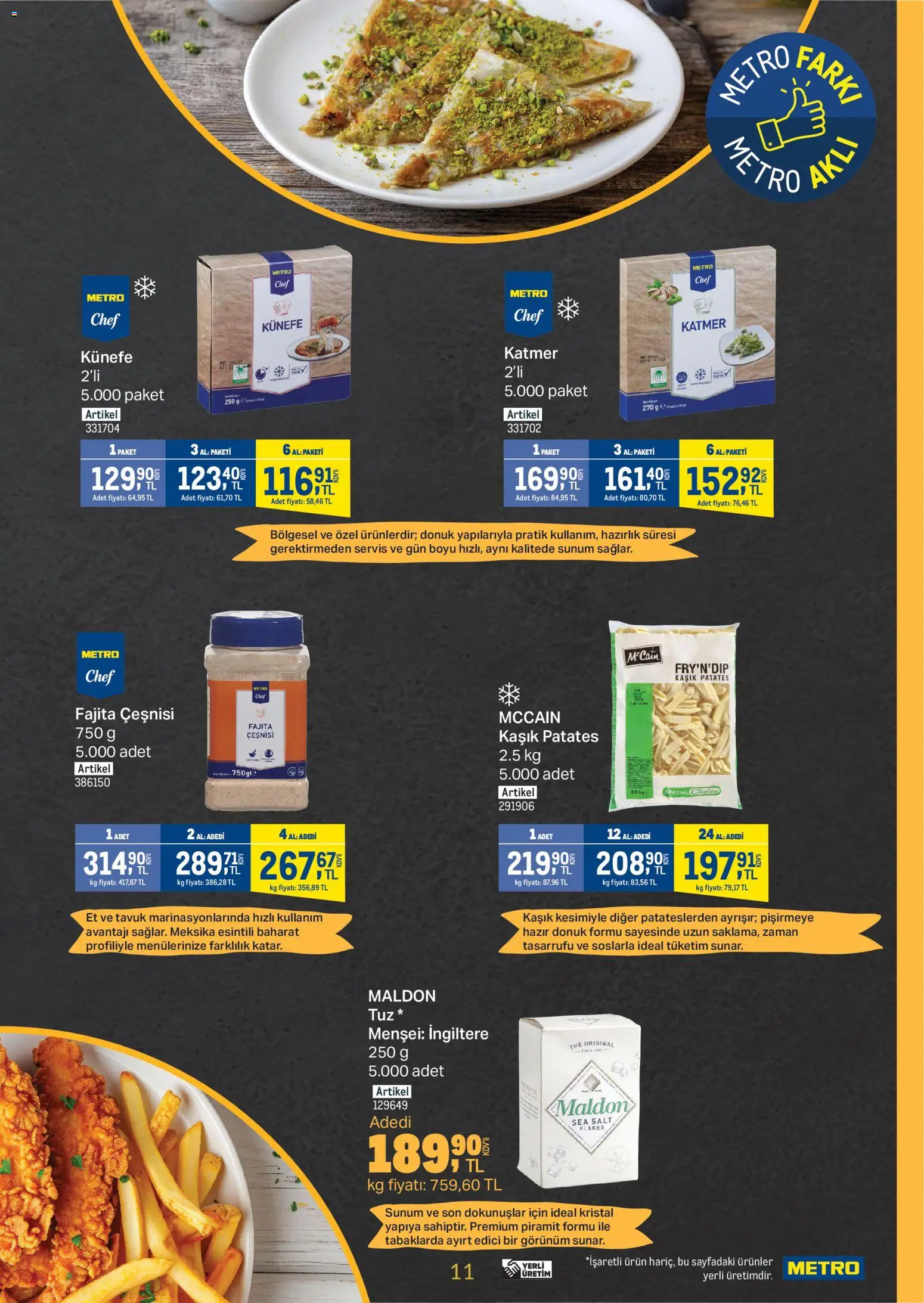 Metro - Et & Tavuk & Köfte Restoranları - 25.02.2026 tarihinden itibaren geçerlidir | Sayfa: 11 | Ürünler: Baharat, Patates, Tuz