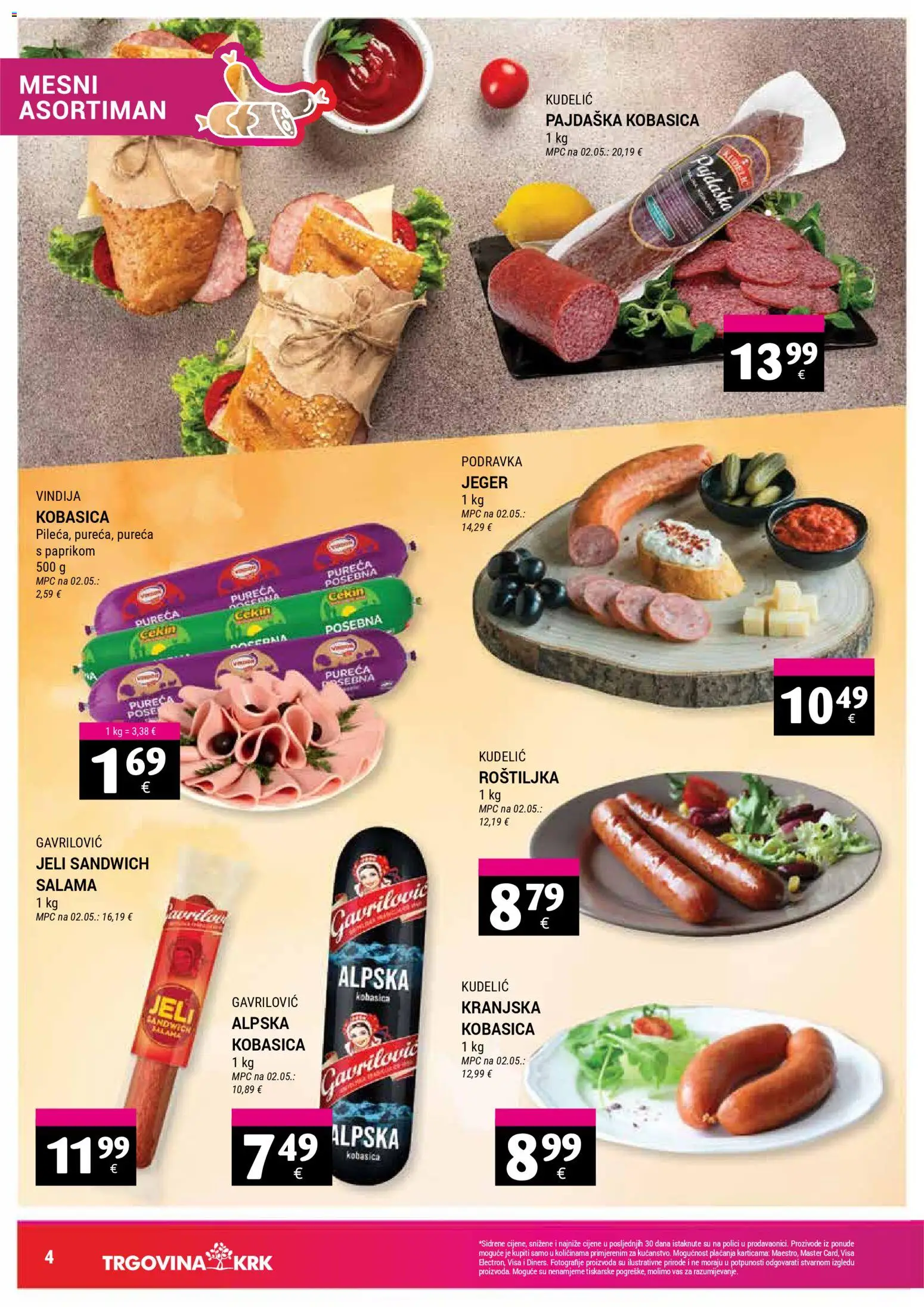 Trgovina Krk katalog | vrijedi od 07.04.2026 | Stranica: 4 | Proizvodi: Vindija, Salama, Podravka, Kobasica