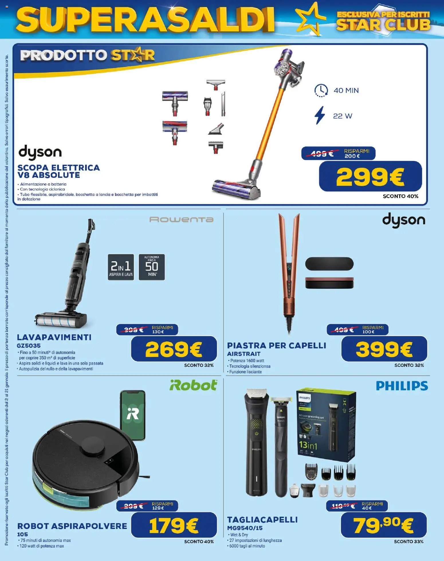 Volantino Euronics del 02.01.2026 | Pagina: 16 | Prodotti: Rullo, Aspirapolvere, Piastra per capelli, Batteria