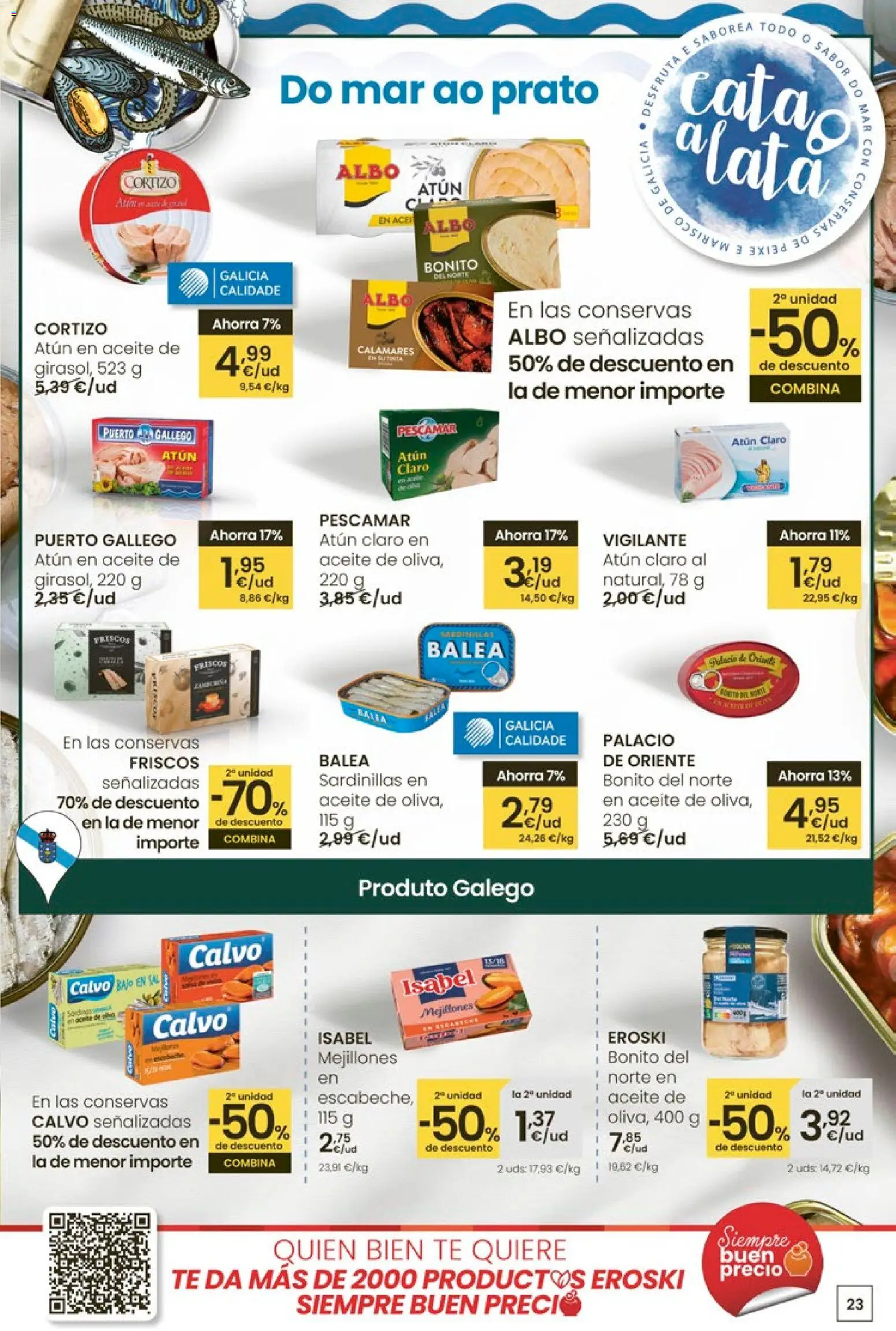 Eroski - Para un xaneiro máis lixeiro │ válido desde el 05.01.2026 | Página: 23 | Productos: Calamares, Sardinillas, Aceite, Té