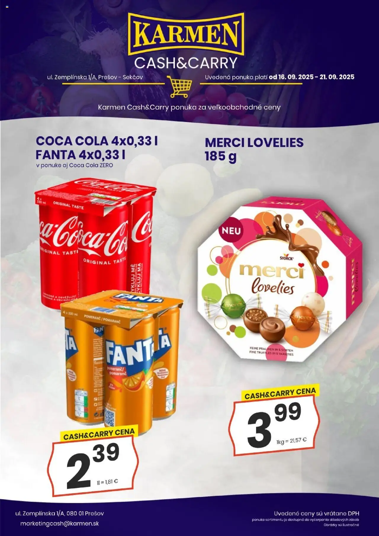 Nové KARMEN CBA akcie – leták je platný od 16.09.2025 | Strana: 7 | Produkty: Merci, Fanta, Coca cola, Cola