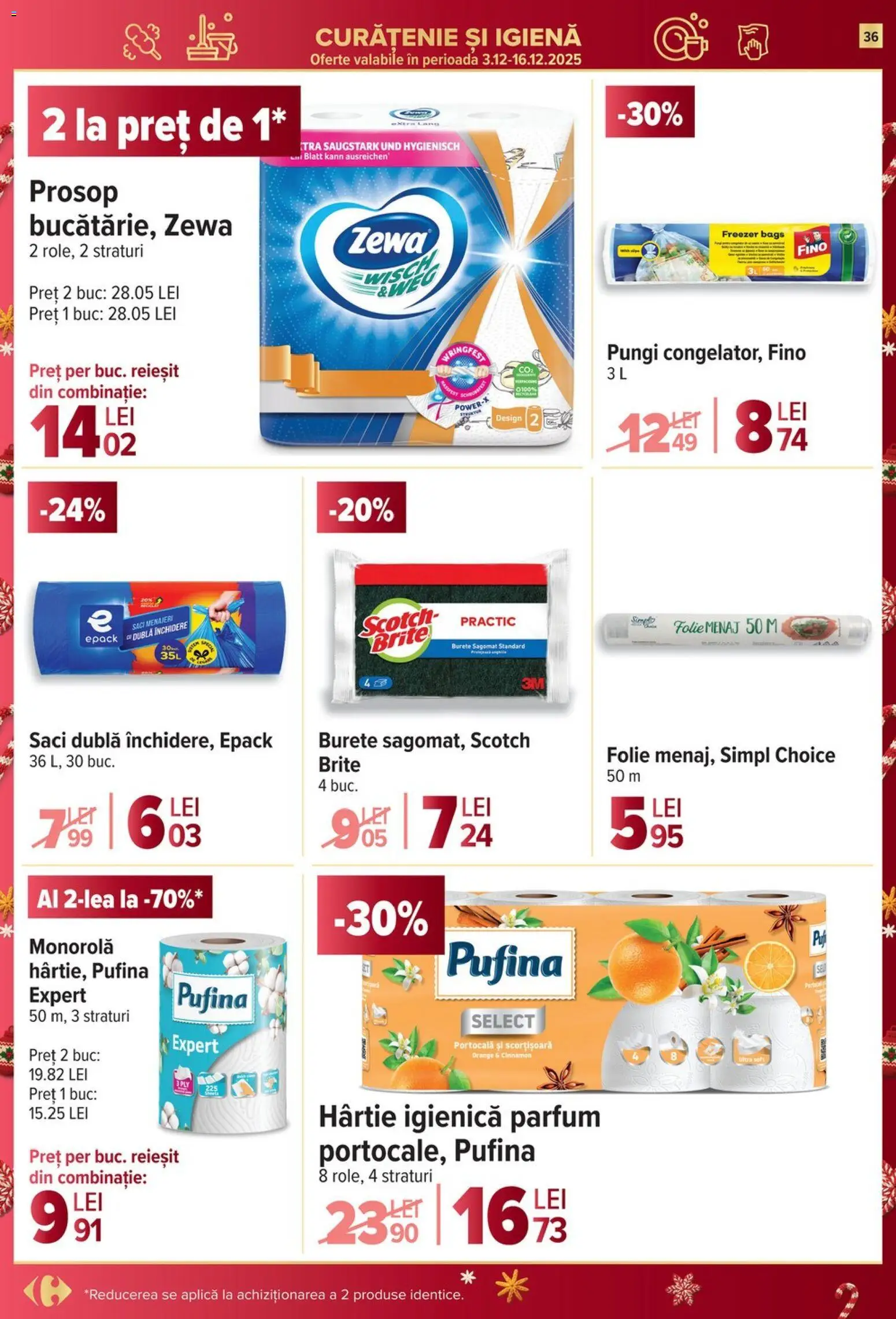 Noul catalog Carrefour – valabil de la 03.12.2025 | Pagină: 36 | Produse: Saci menajeri, Parfum, Burete