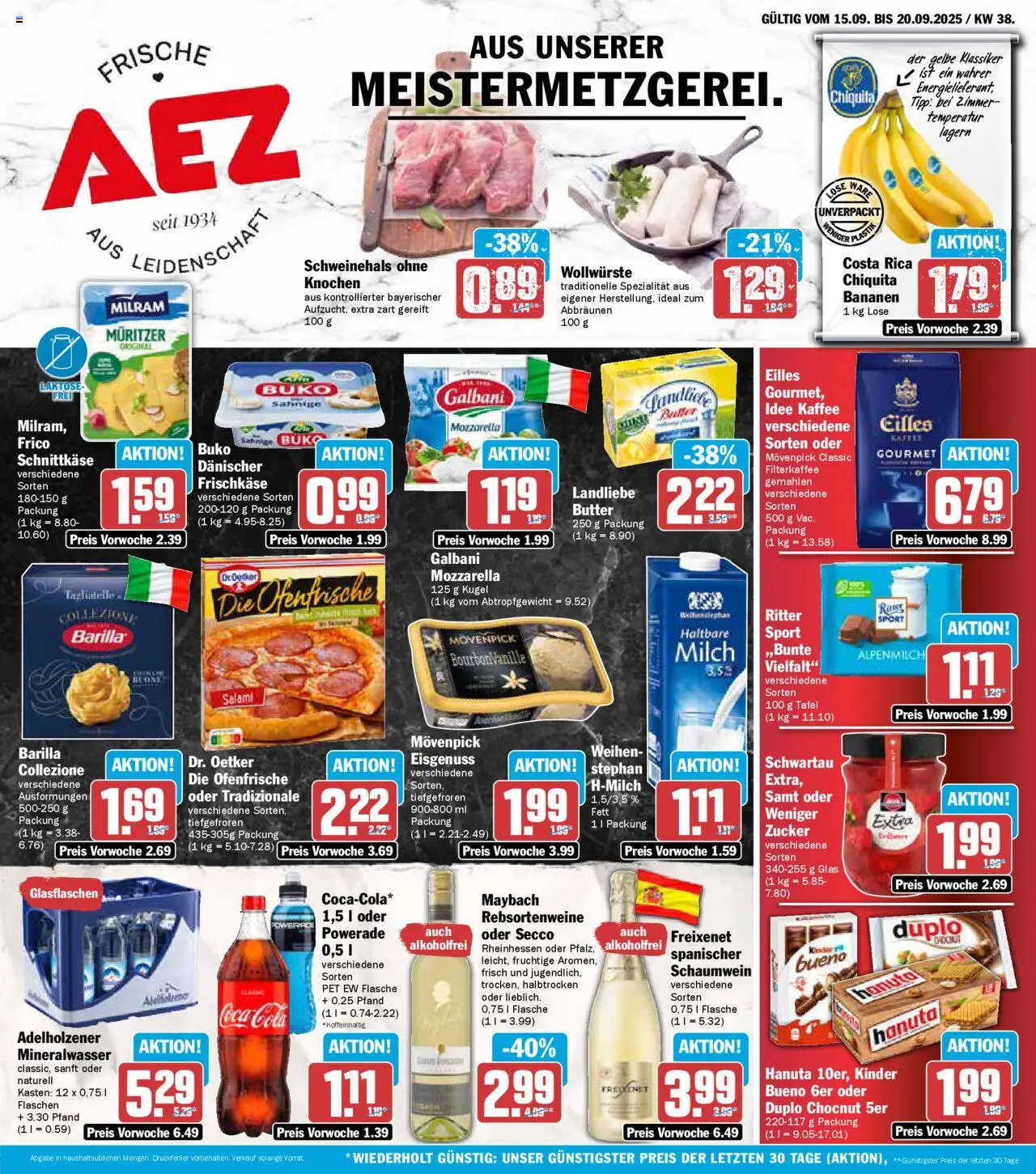 AEZ Prospekt 	 – gültig ab 15.09.2025 | Seite: 1 | Produkte: Idee kaffee, Ritter sport, Milram, Powerade