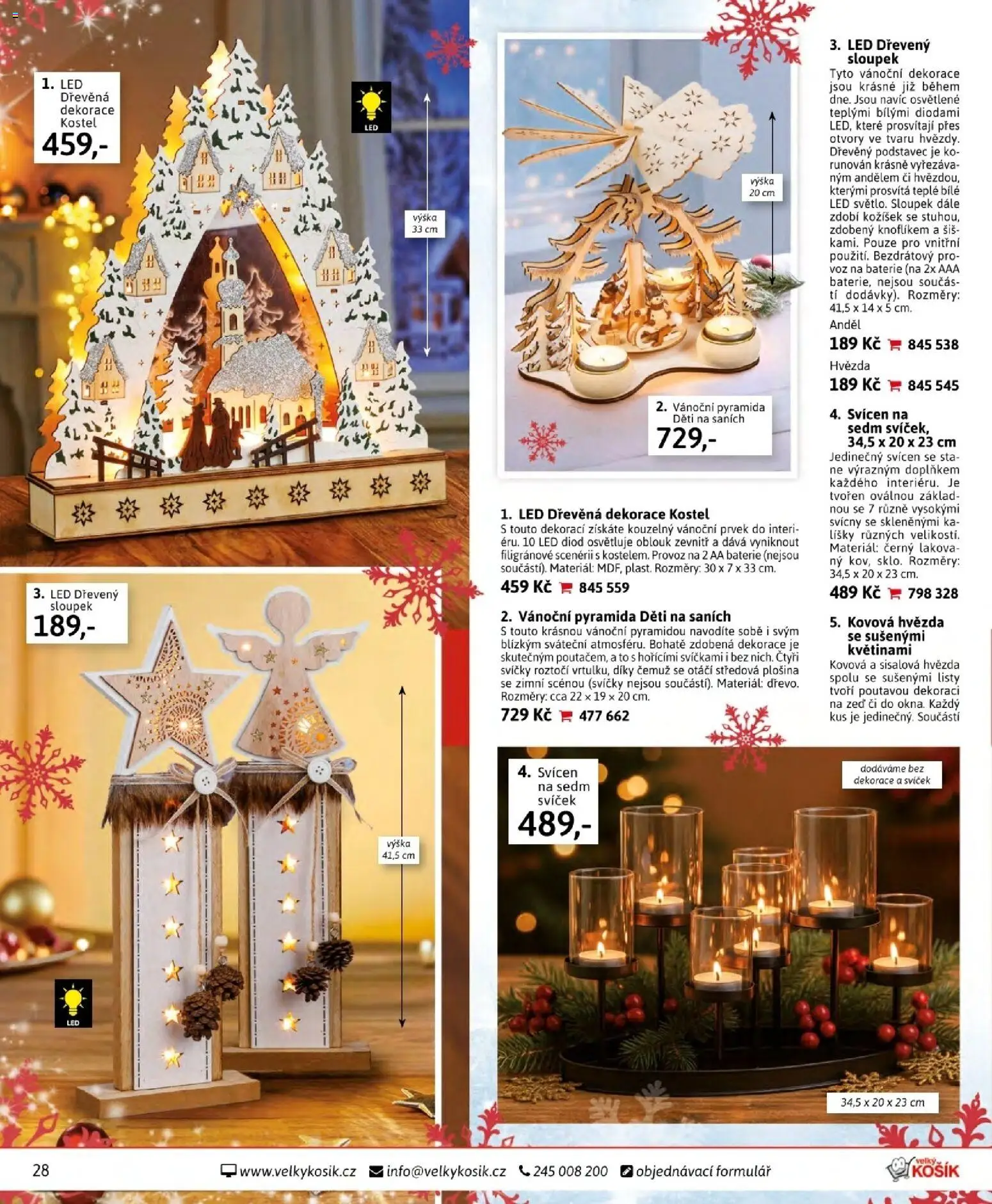 Velký Košík katalog listopad 2025 od 01.11.2025 | Strana: 28 | Produkty: Svíčky, Baterie, Vánoční dekorace, LED