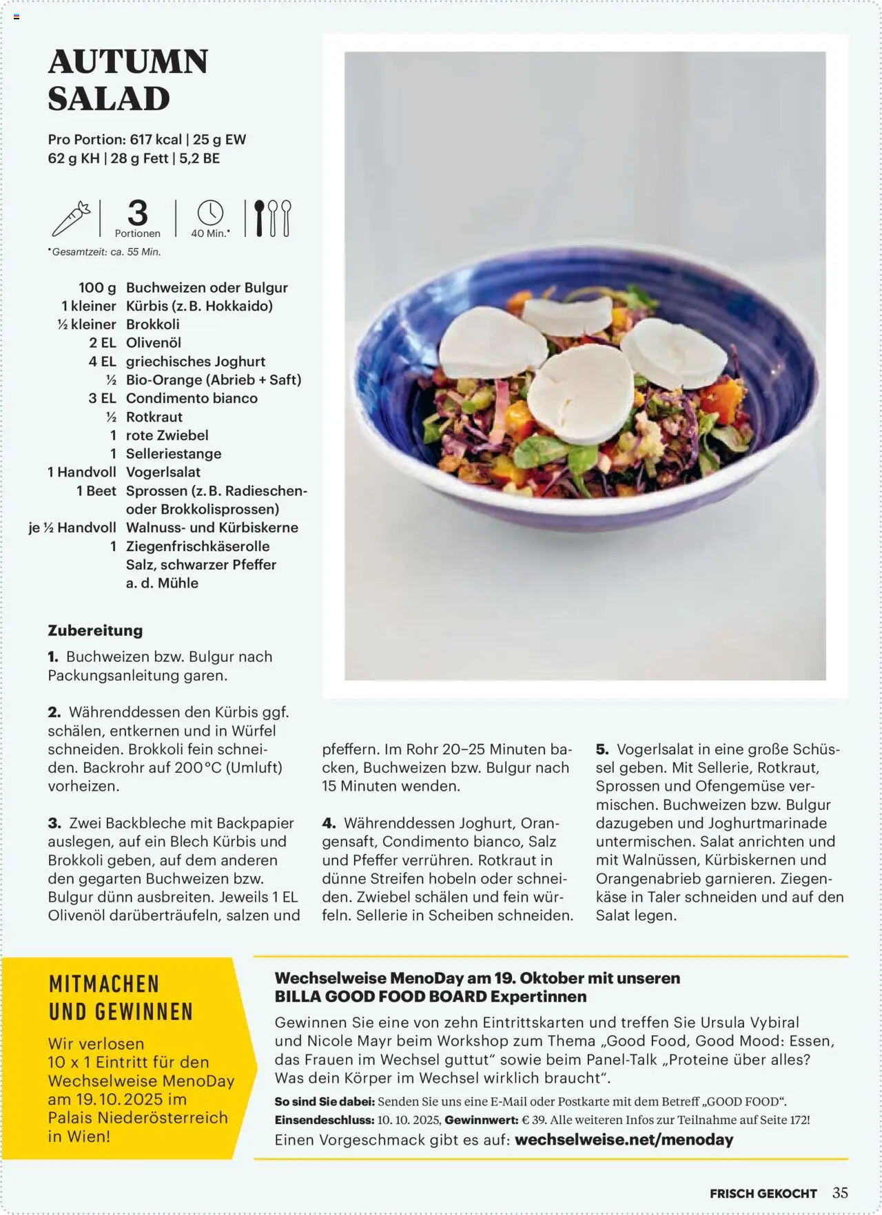 Billa AT akciós ujság - amely érvényes a következő dátumtól: 01.10.2025 | Oldal: 33 | Termékek: Joghurt, Bulgur, Brokkoli, Só