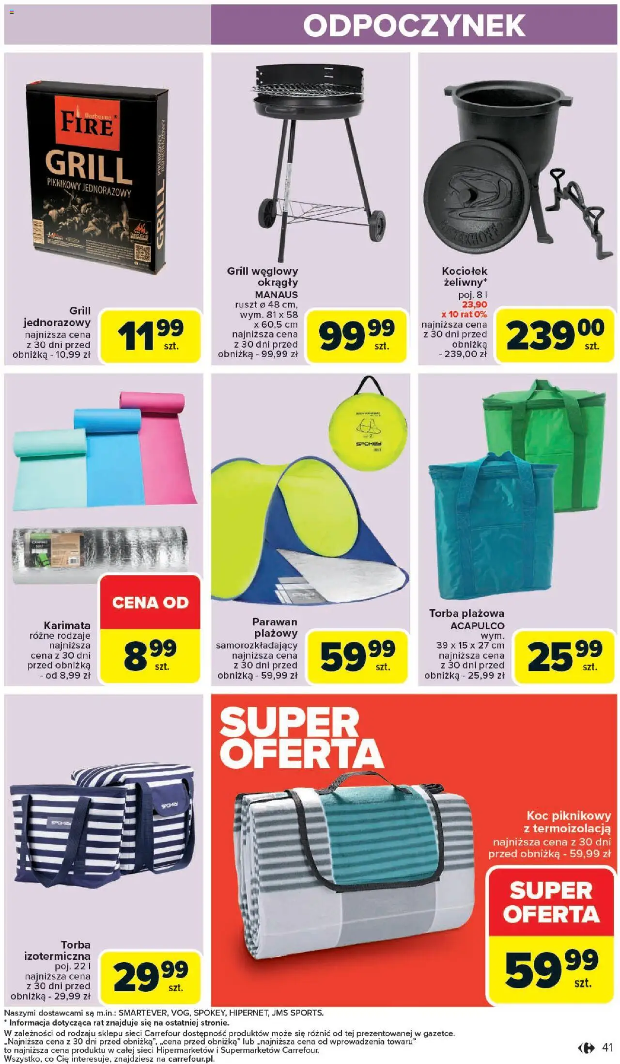 Carrefour Gazetka od 09.06.2025 | Strona: 43 | Produkty: Torba, Ruszt, Parawan, Grill jednorazowy