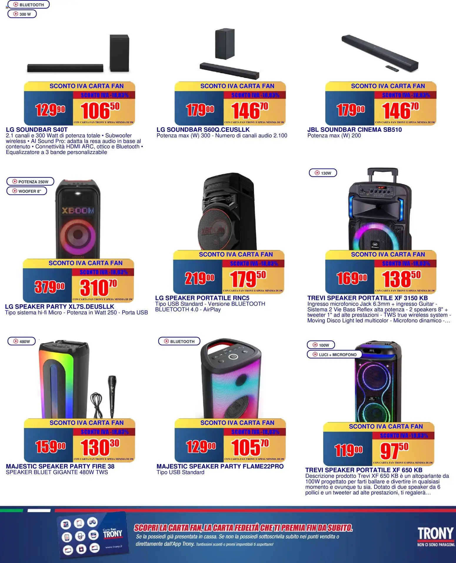 Volantino Trony del 02.04.2026 | Pagina: 24 | Prodotti: Altoparlante, Soundbar, Speaker, USB