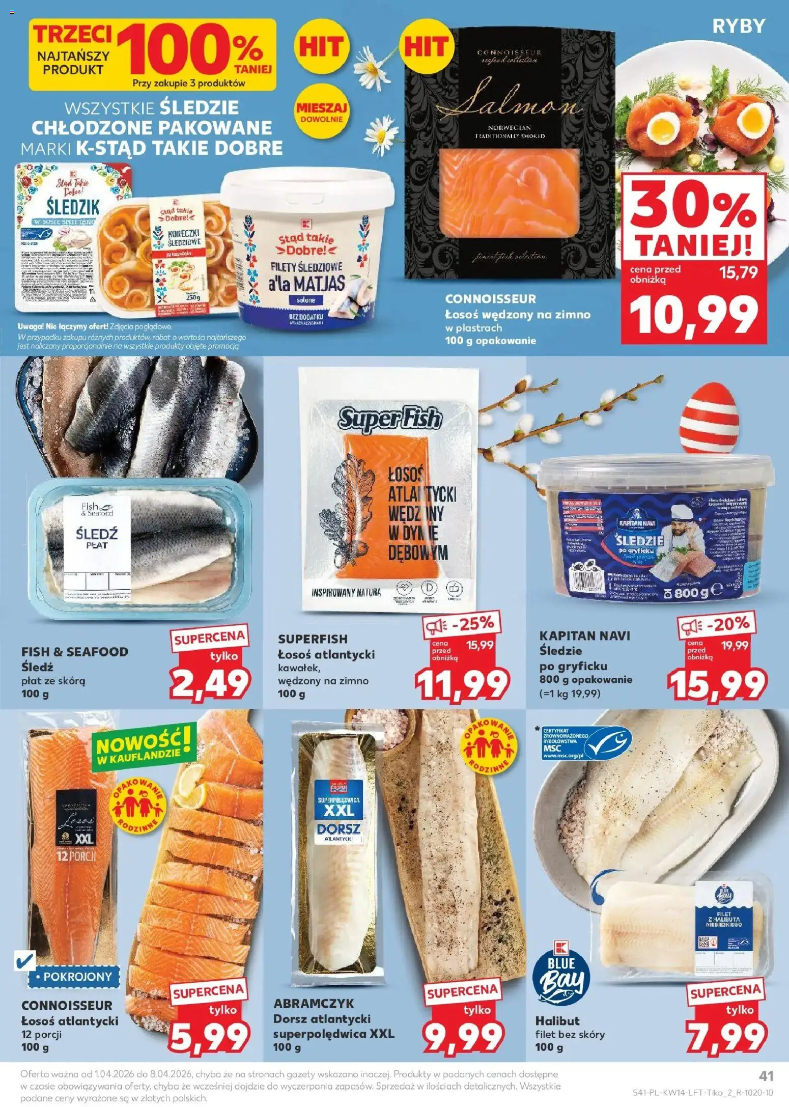 Kaufland gazetka od 01.04.2026 | Strona: 41 | Produkty: Łosoś atlantycki, Dorsz atlantycki, Dorsz, Ryby