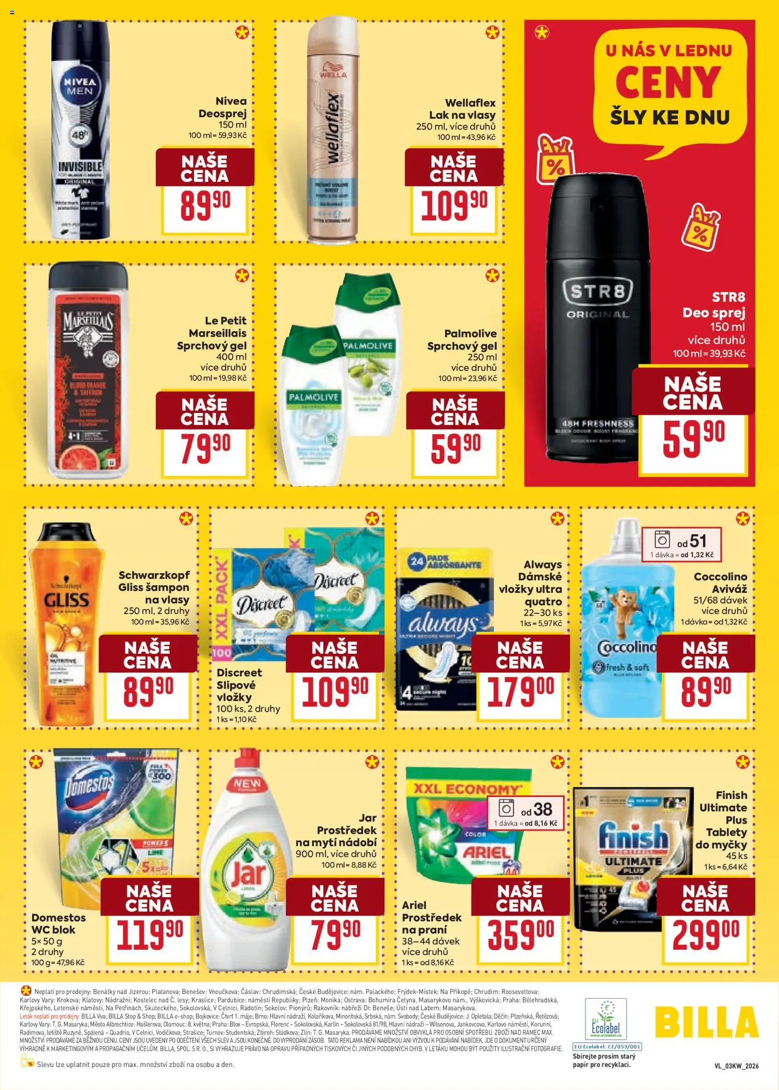 Billa Velký leták od 14.01.2026 | Strana: 31 | Produkty: Finish, Vložky, Ariel, Domestos