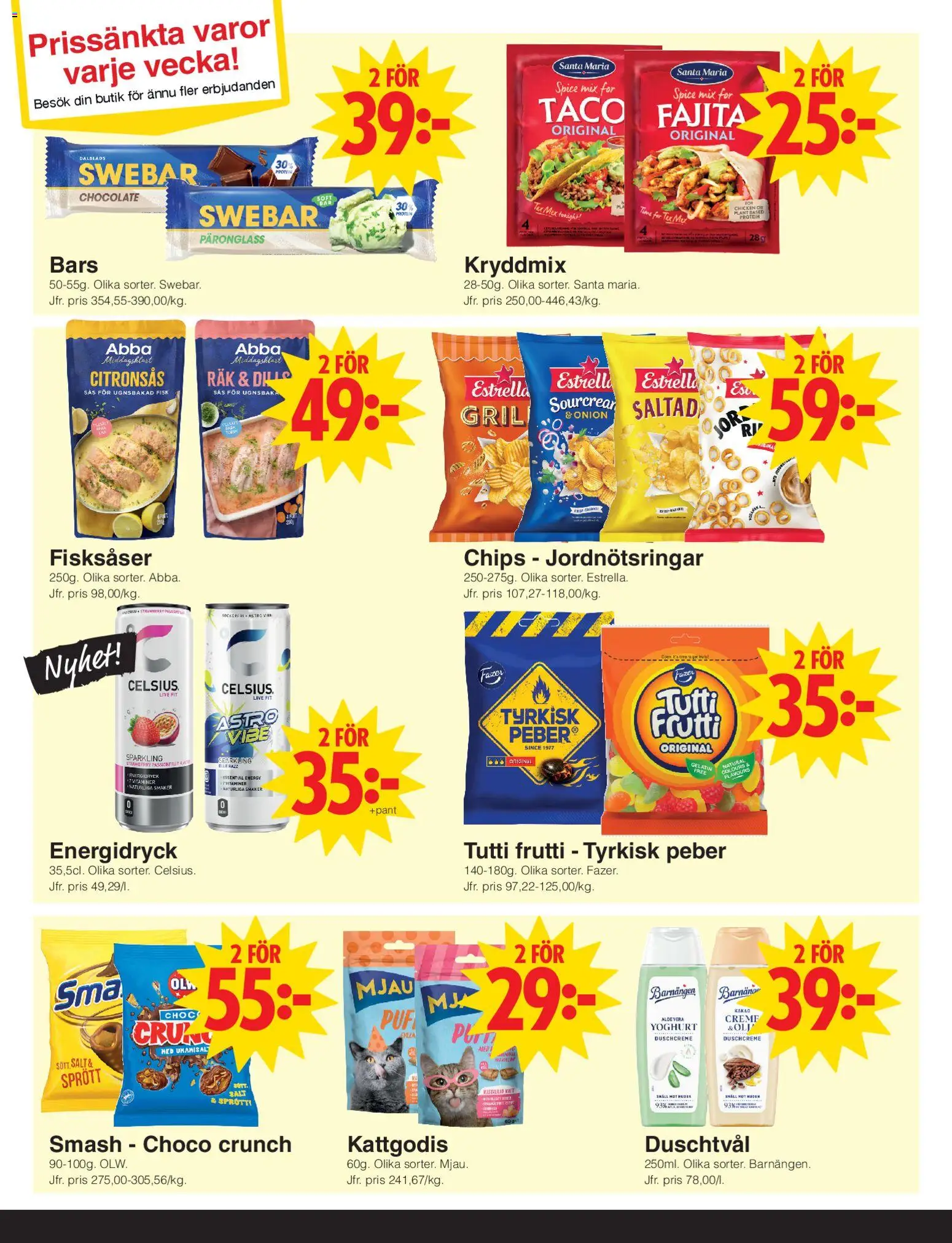 Matöppet reklamblad aktuell från 02.03.2026 | Sida: 3 | Produkter: Salt, Chips, Tutti frutti, Energidryck
