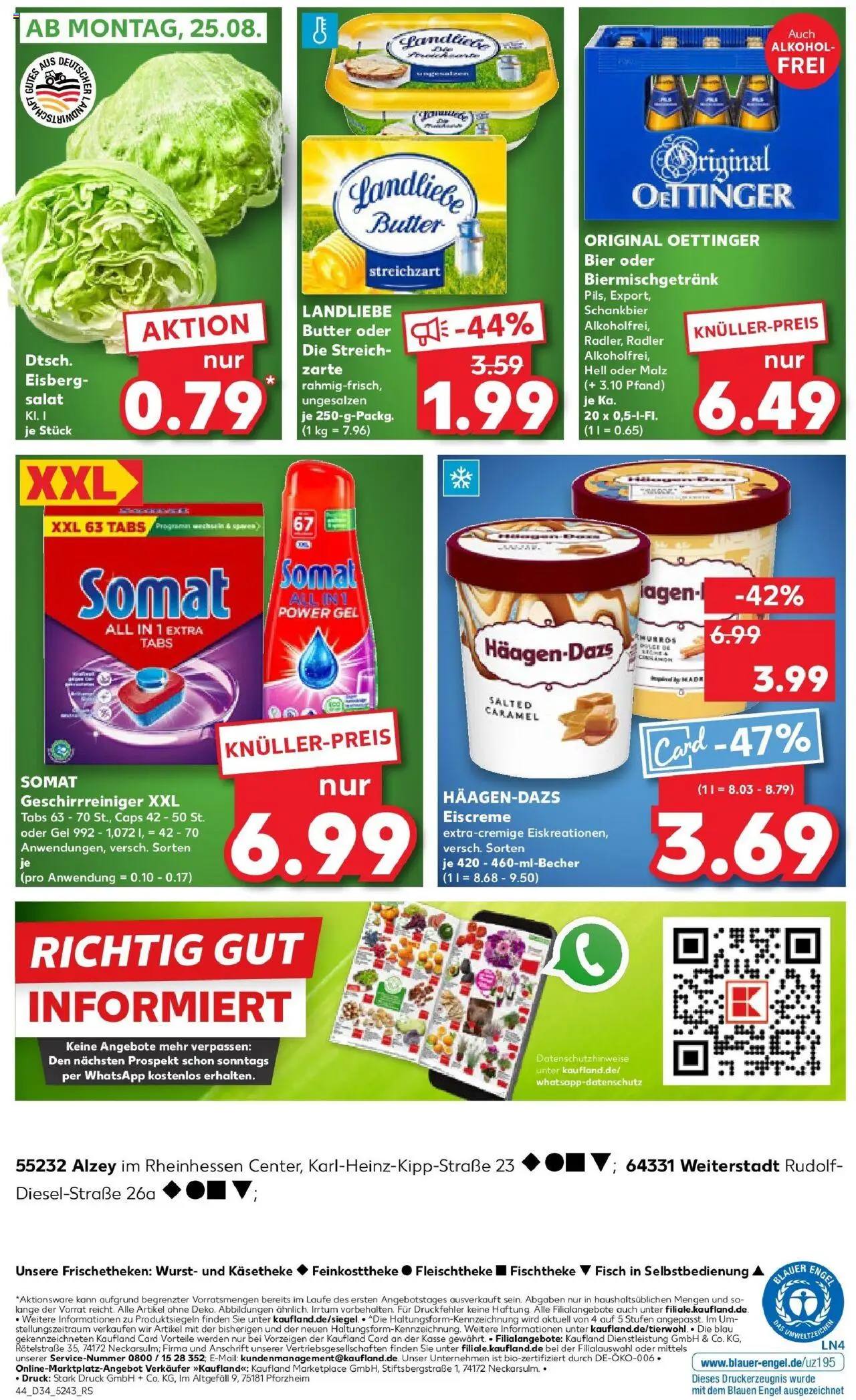 Kaufland prospekt Weiterstadt	 - gültig ab dem 21.08.2025 | Seite: 44 | Produkte: Butter, Eiscreme, Fisch, Radler