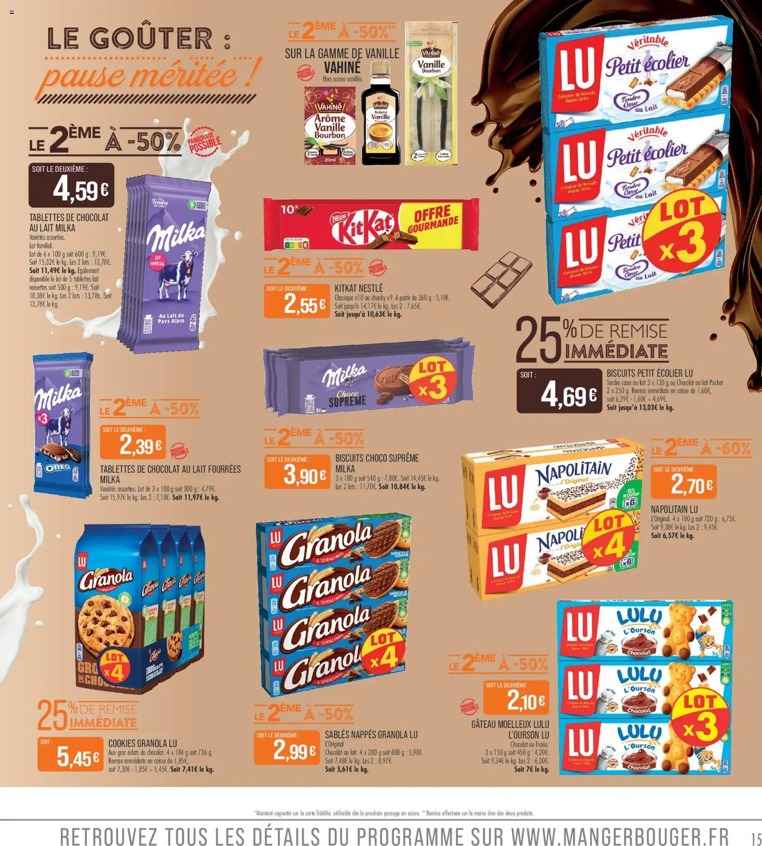 {H1} | Page: 15 | Produits: Tablettes de chocolat, Noisettes, Bourbon, Biscuits