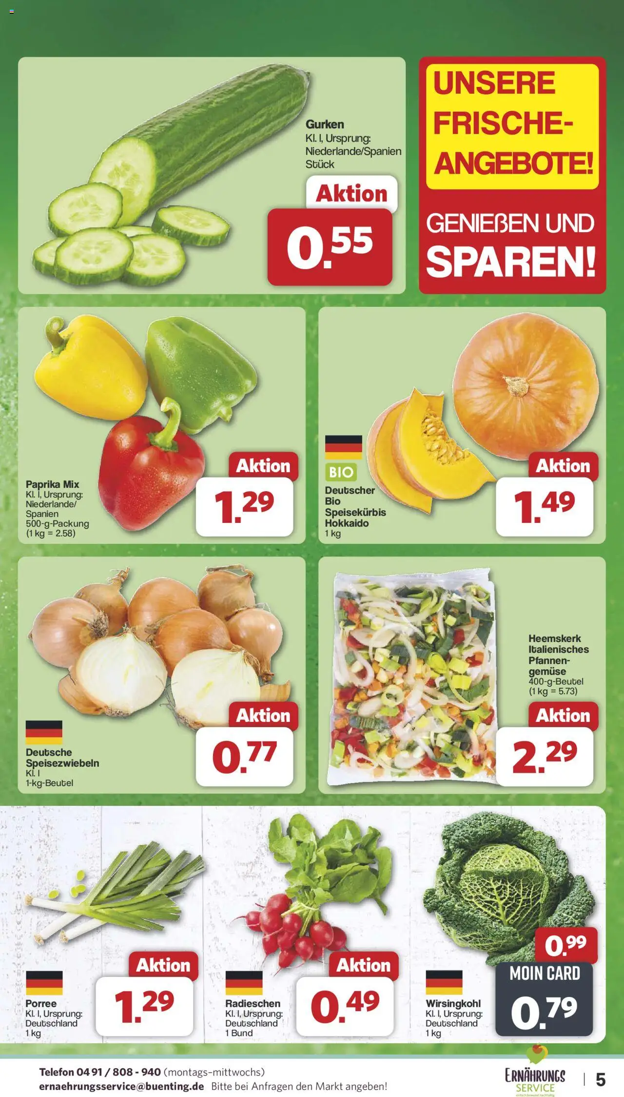 Famila Nordwest Prospekt 	 – gültig ab 22.09.2025 | Seite: 5 | Produkte: Gemüse, Paprika, Gurken, Telefon