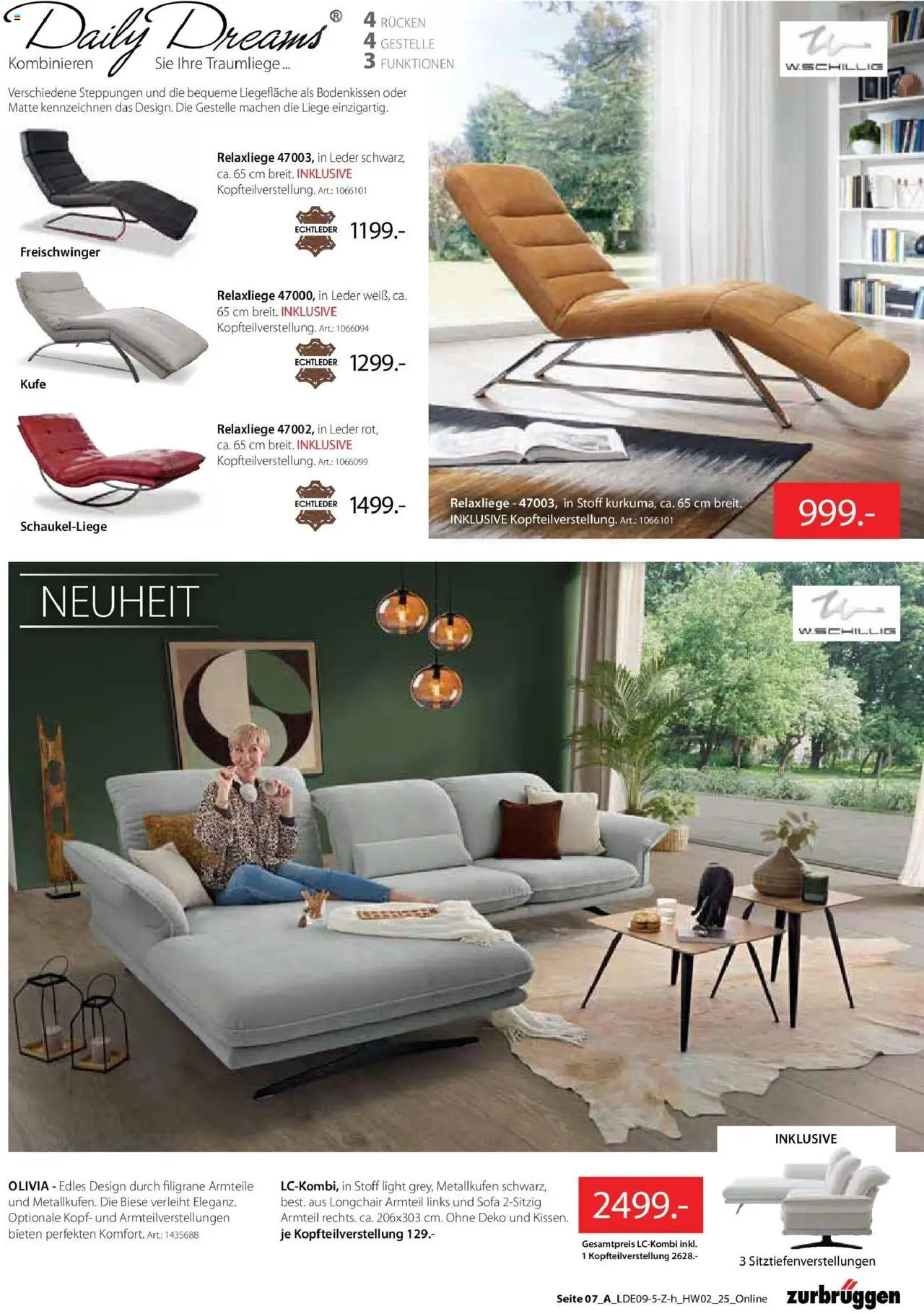 Zurbrüggen Wohnen – gültig ab 28.09.2025 | Seite: 13 | Produkte: Relaxliege, Sofa, Liege