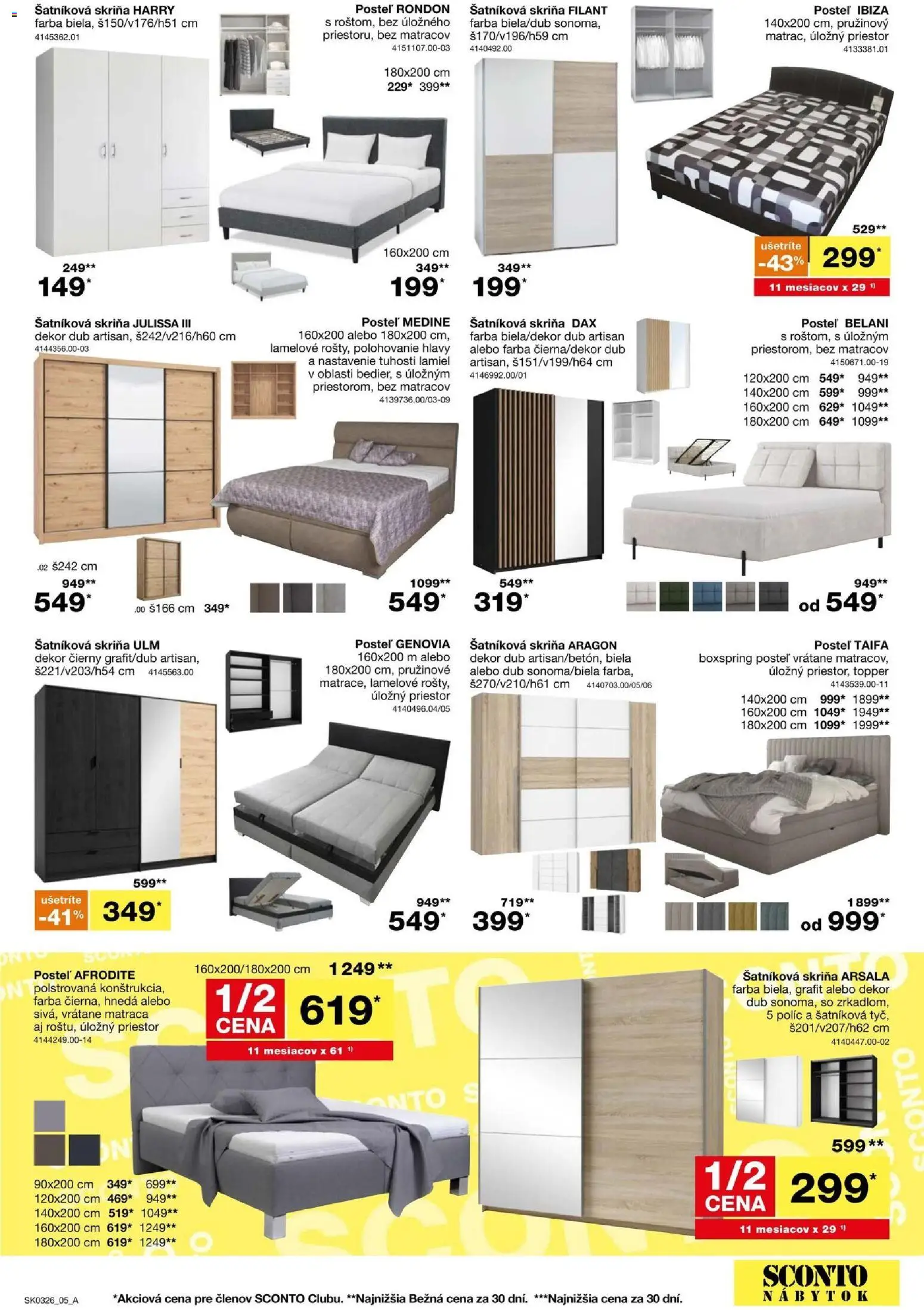 Nové Sconto nábytok akcie – leták je platný od 11.02.2026 | Strana: 5 | Produkty: Nábytok, Posteľ, Šatníková skriňa, Skriňa
